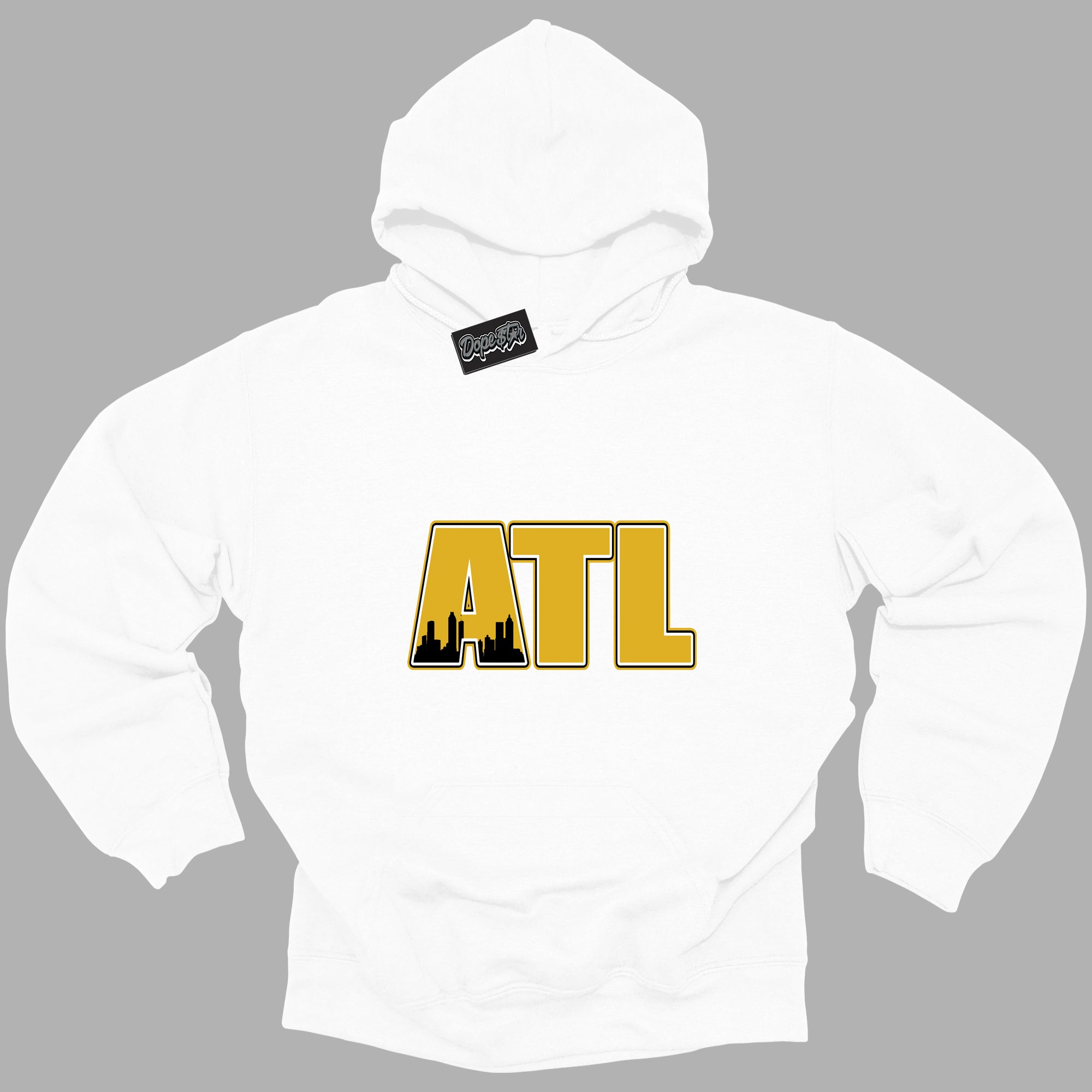 Cool White Hoodie with “ Atlanta ”  design that Perfectly Matches Yellow Ochre 6s Sneakers.