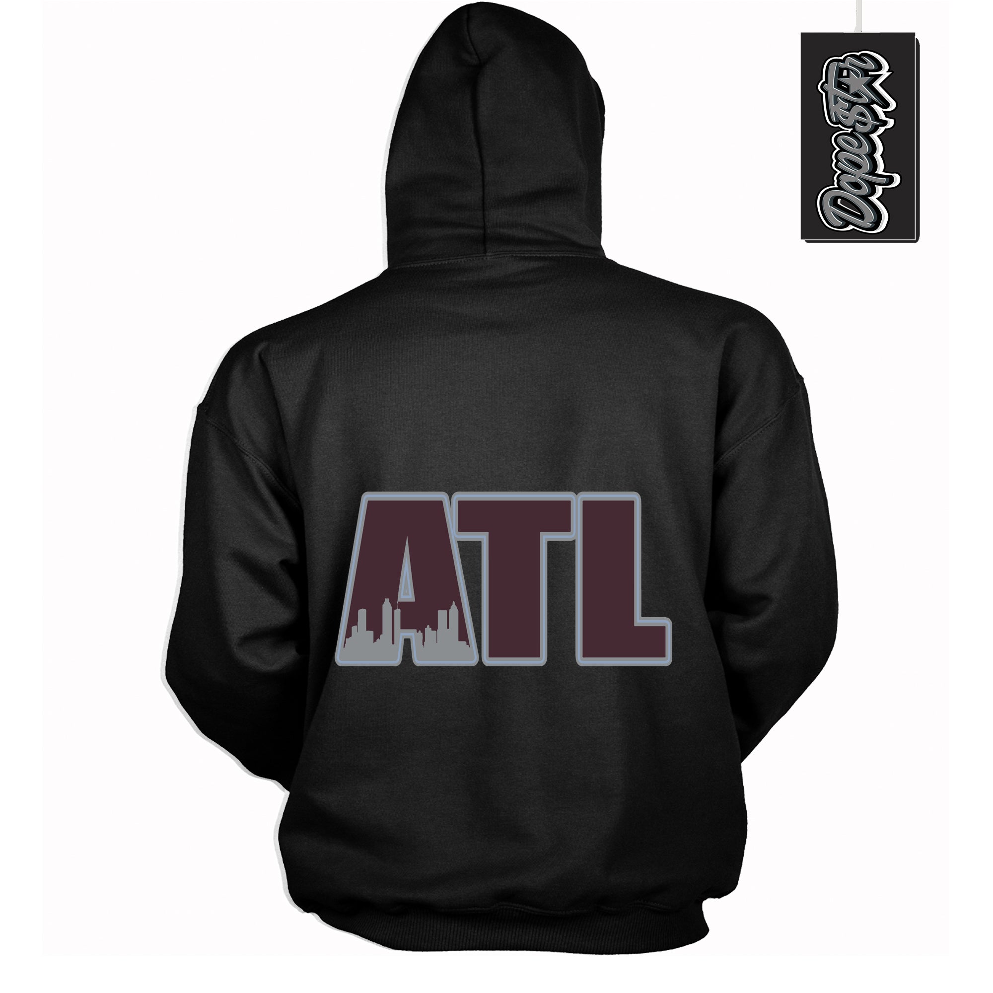 Cool Black Hoodie with “ Atlanta ”  design that Perfectly Matches Burgundy 5s Sneakers.