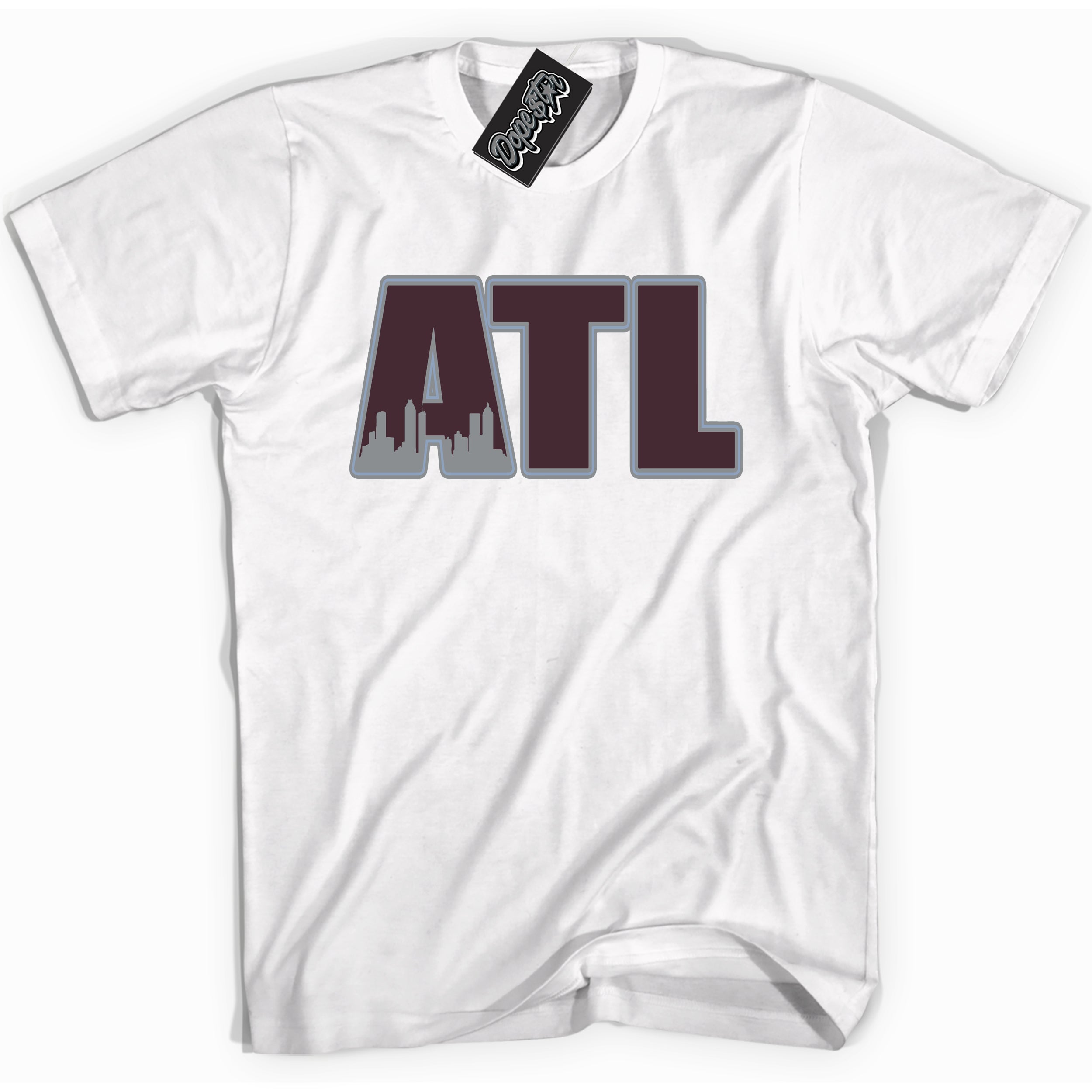 Cool White Shirt with “ Atlanta” design that perfectly matches Burgundy 5s Sneakers.