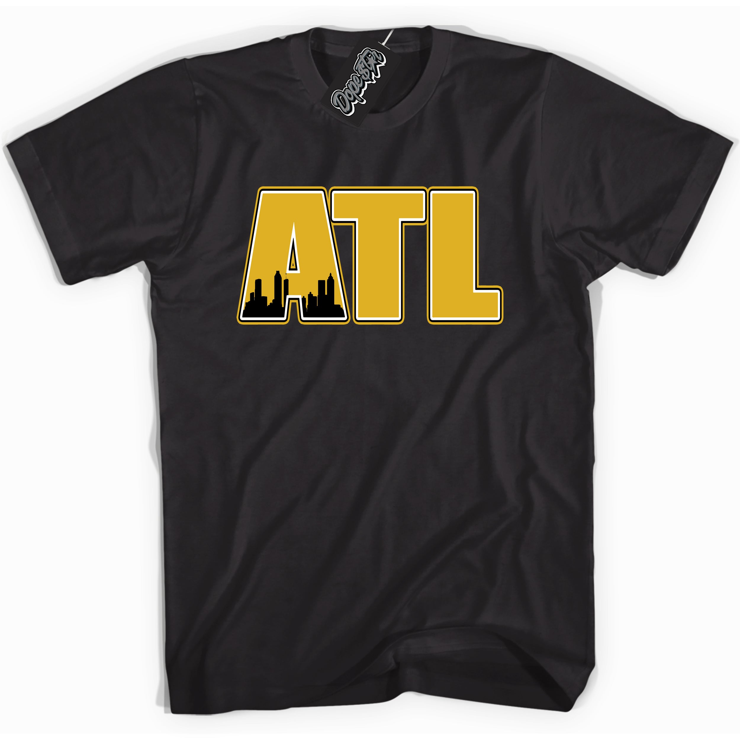 Cool Black Shirt with “ Atlanta” design that perfectly matches Yellow Ochre 6s Sneakers.