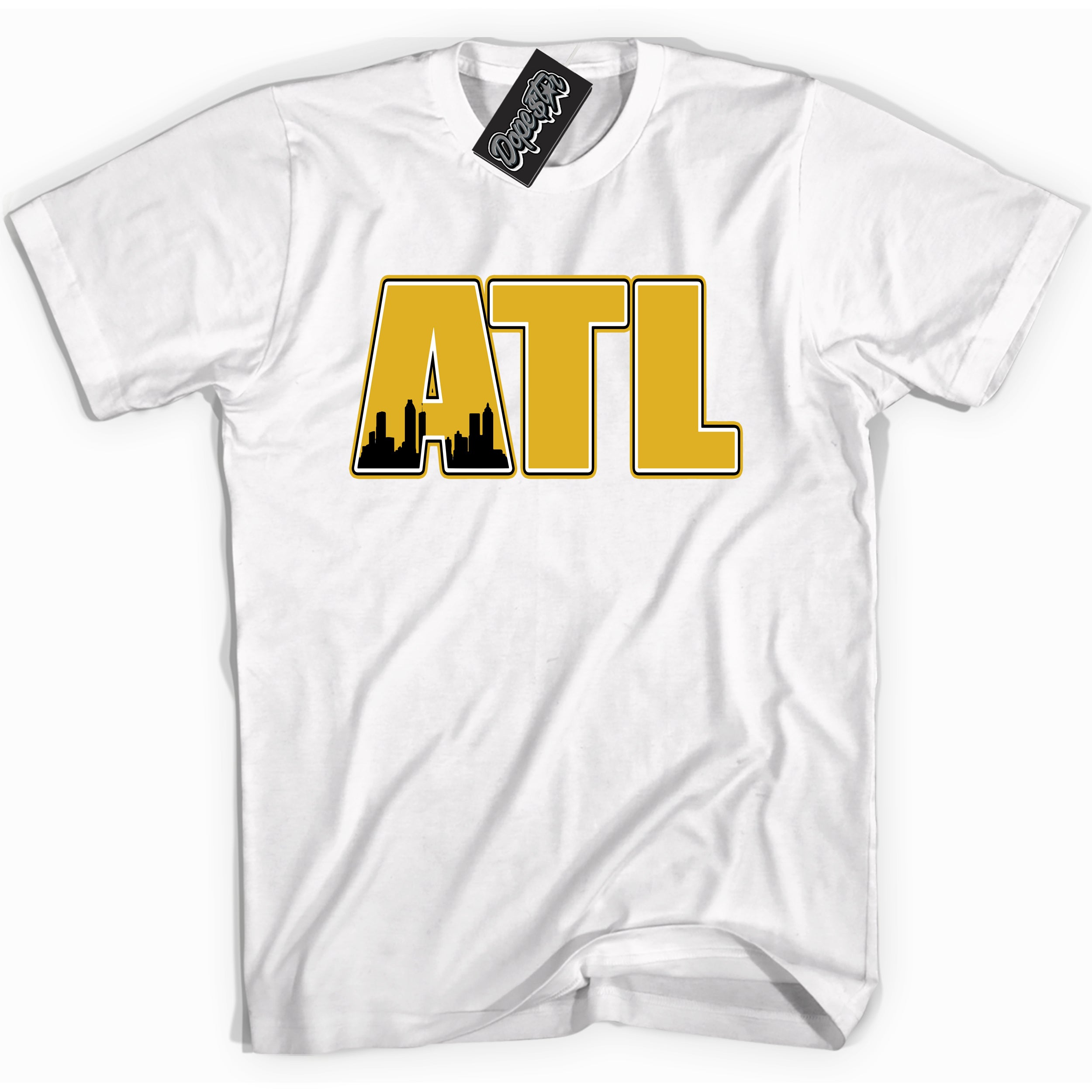 Cool White Shirt with “ Atlanta” design that perfectly matches Yellow Ochre 6s Sneakers.