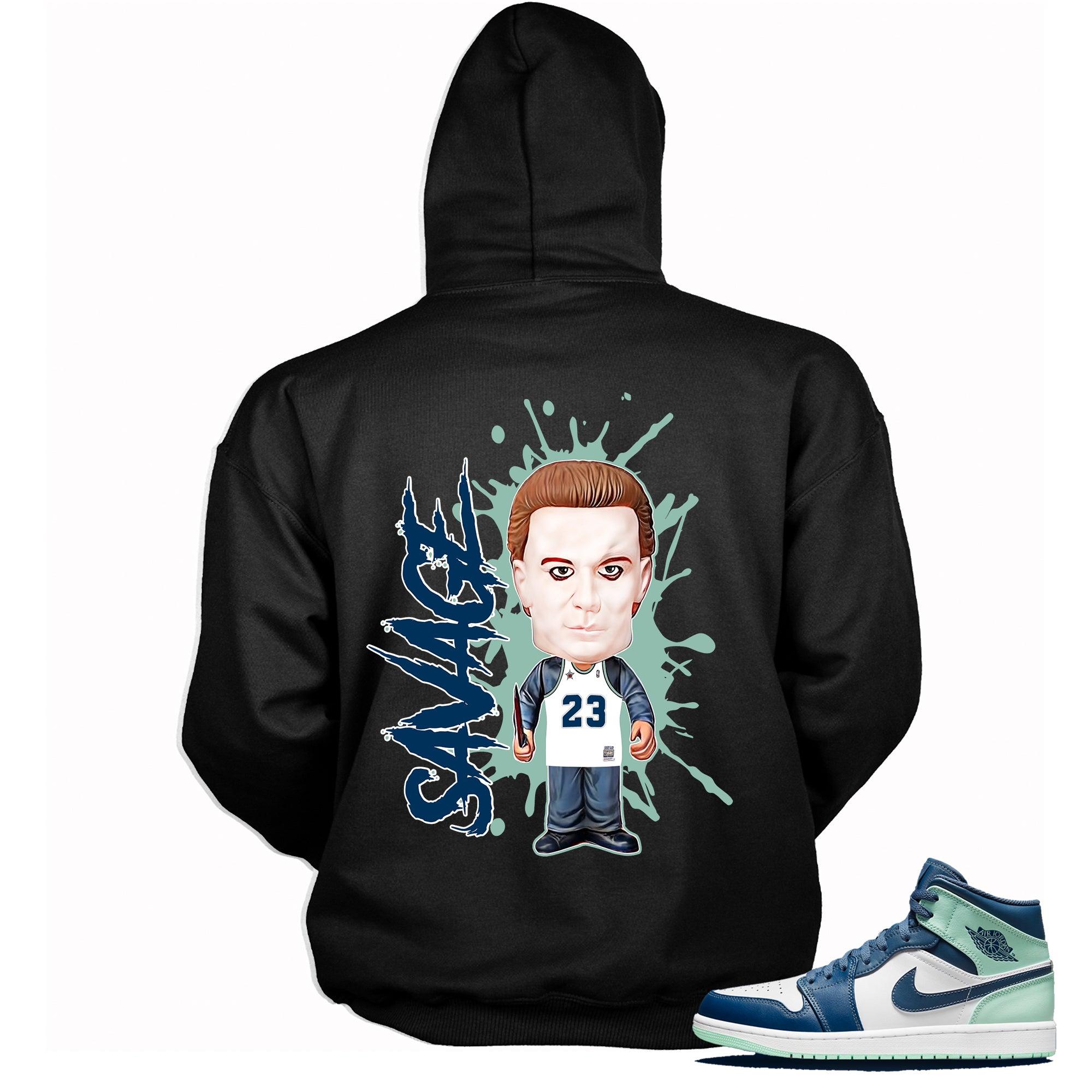 1s Mid Mystic Navy Mint Hoodie Savage - Sneaker Shirts Outlet