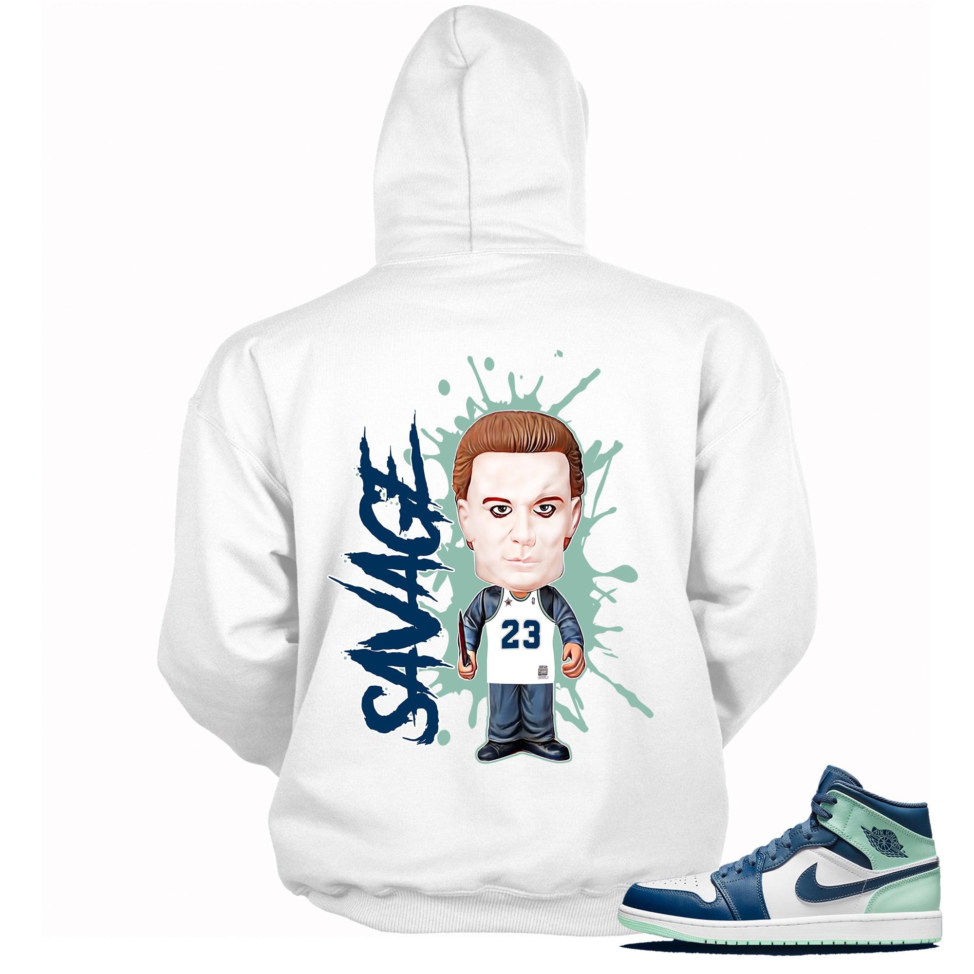 1s Mid Mystic Navy Mint Hoodie Savage - Sneaker Shirts Outlet