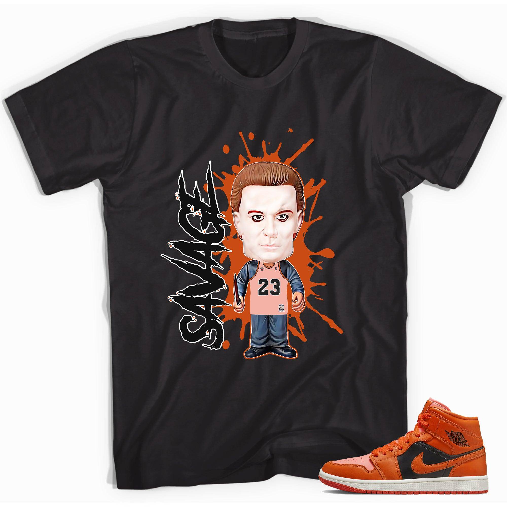 Air Jordan 1s Mid Orange Black Shirt – Savage - Sneaker Shirts Outlet