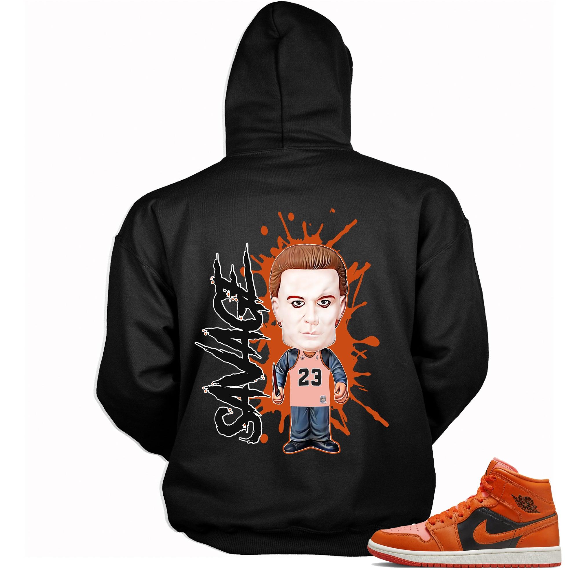 1s Mid Orange Black Hoodie – Savage