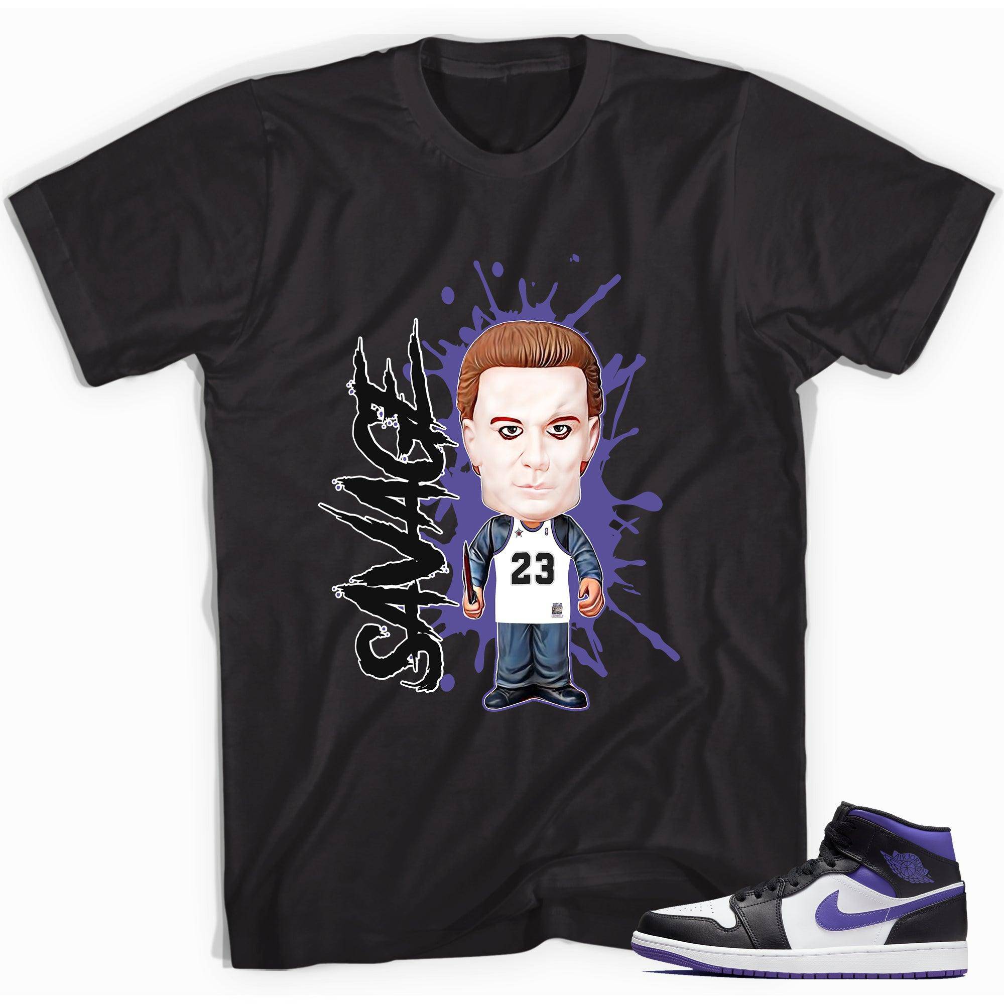 1s Mid White Black Purple Shirt Savage - Sneaker Shirts Outlet