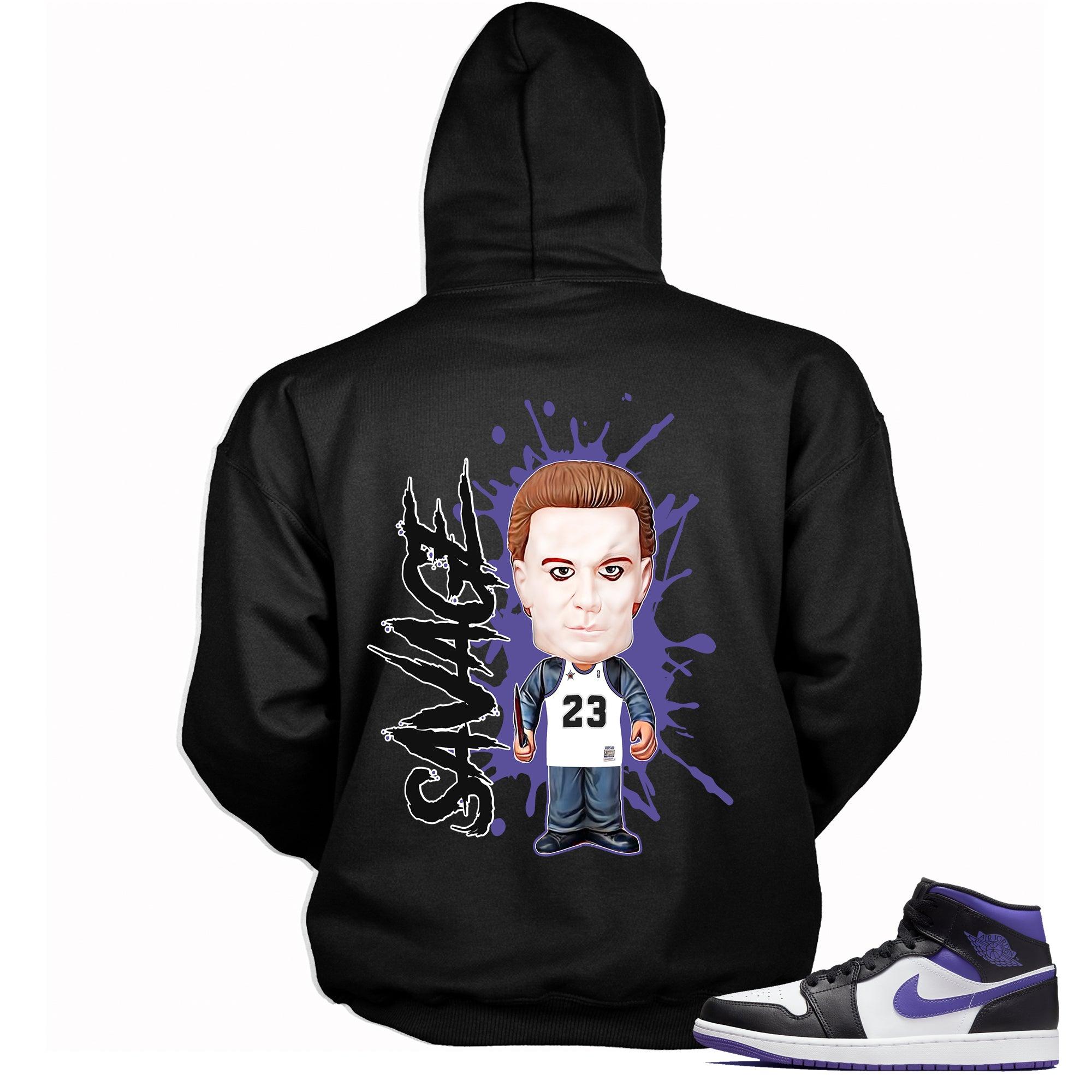 1s Mid White Black Purple Hoodie Savage - Sneaker Shirts Outlet