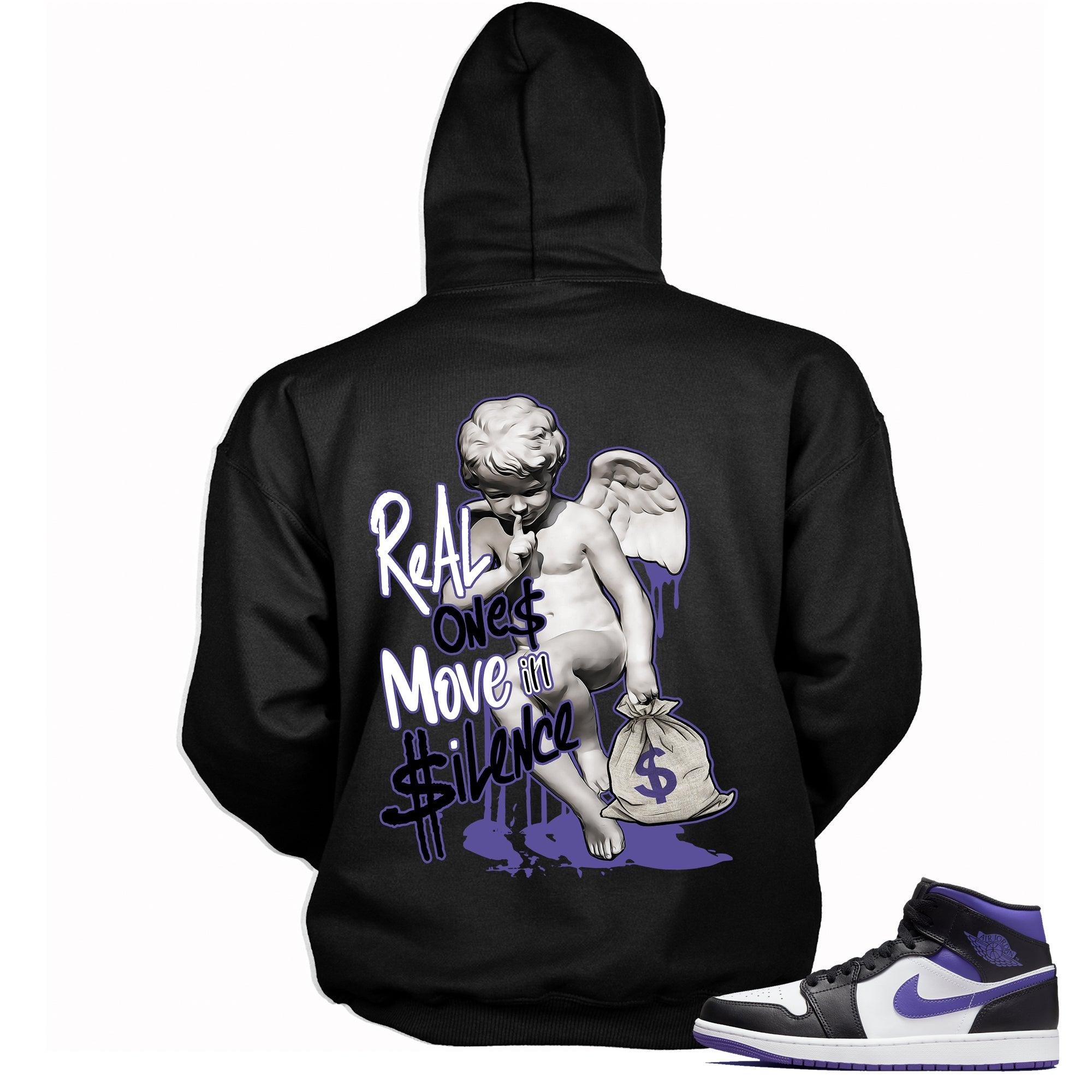 1s Mid White Black Purple Hoodie Real Ones - Sneaker Shirts Outlet