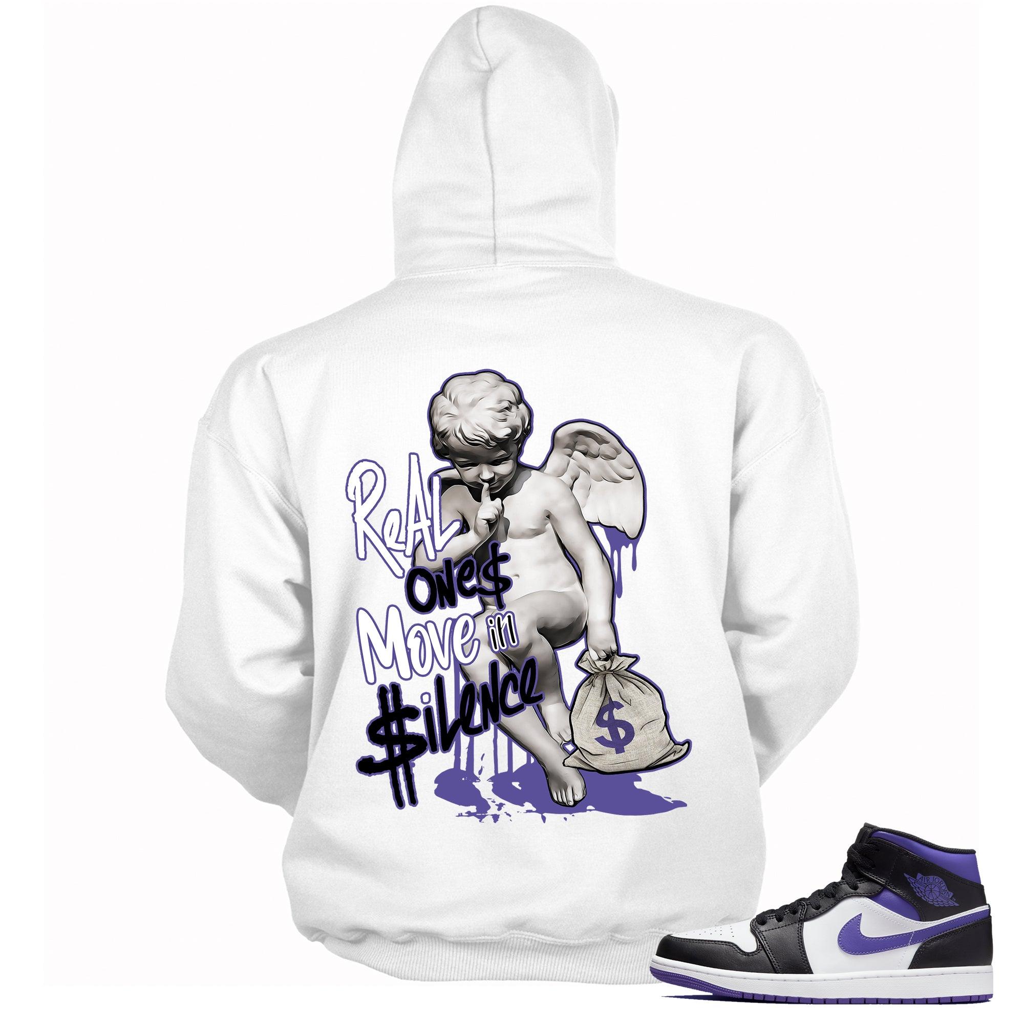 1s Mid White Black Purple Hoodie Real Ones - Sneaker Shirts Outlet