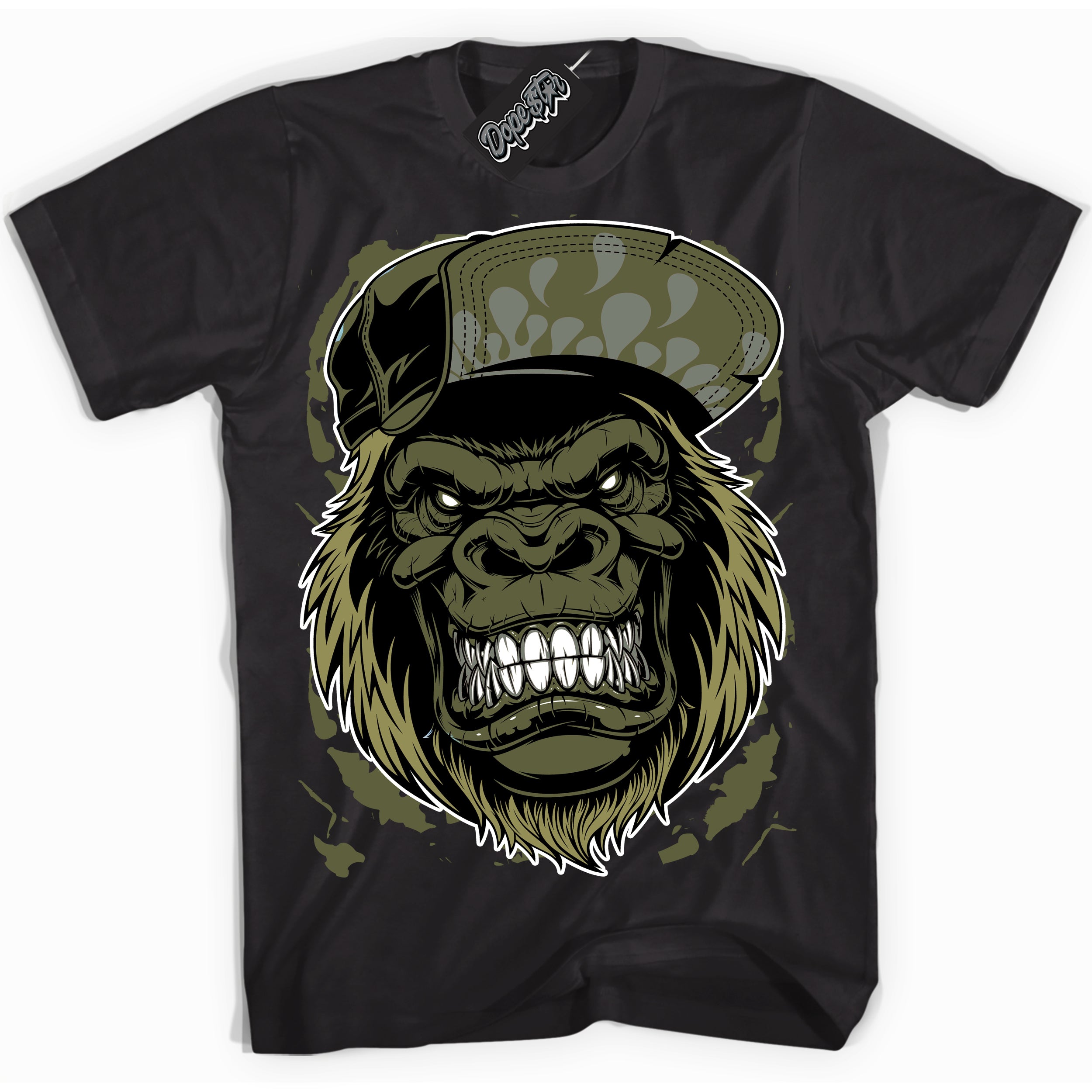 Cool Black graphic tee with “ Gorilla Beast ” print, that perfectly matches Craft Olive 4s sneakers