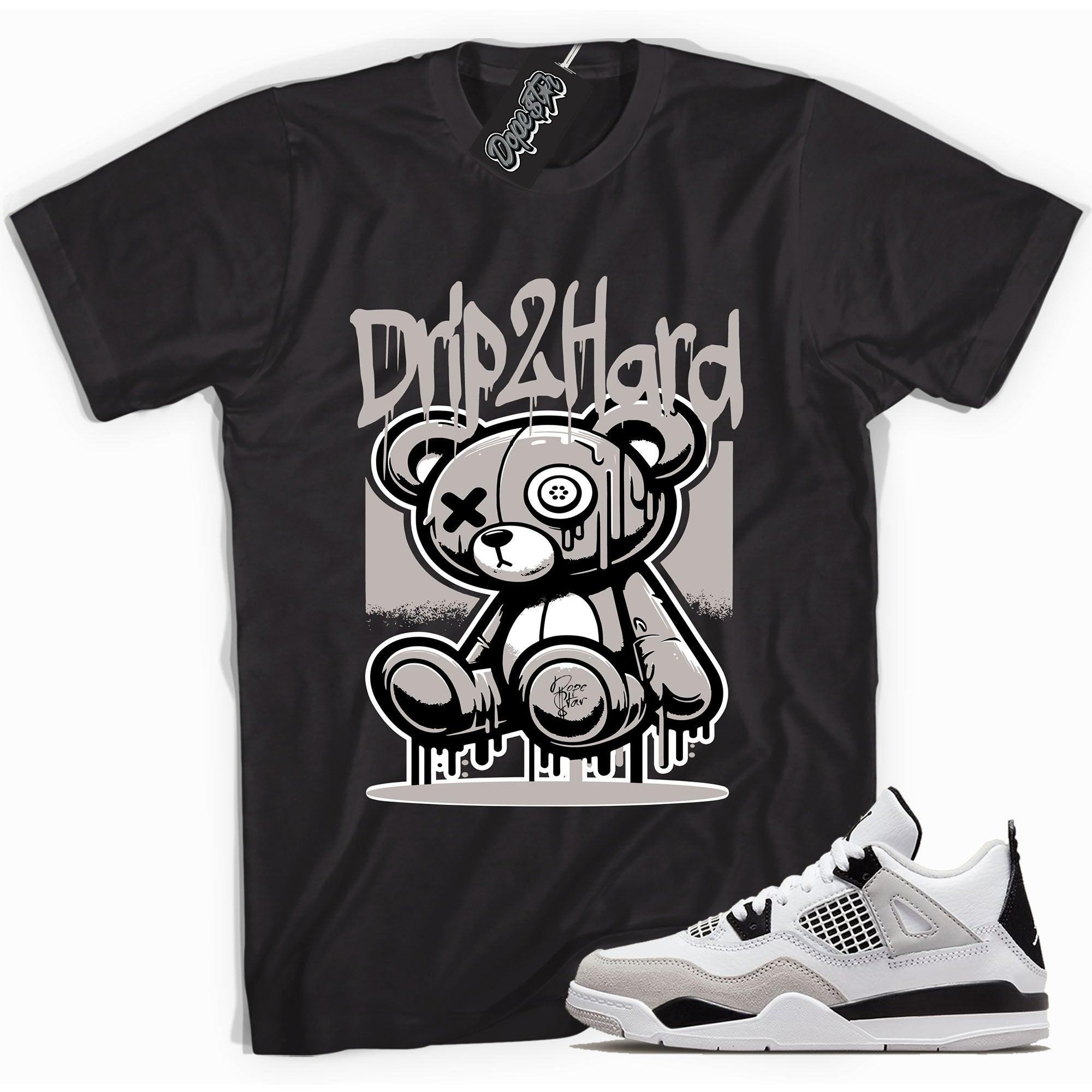 Cool Black Shirt With Drip To Hard design That Perfectly Matches AIR JORDAN 4 RETRO MILITARY BLACK Sneakers.