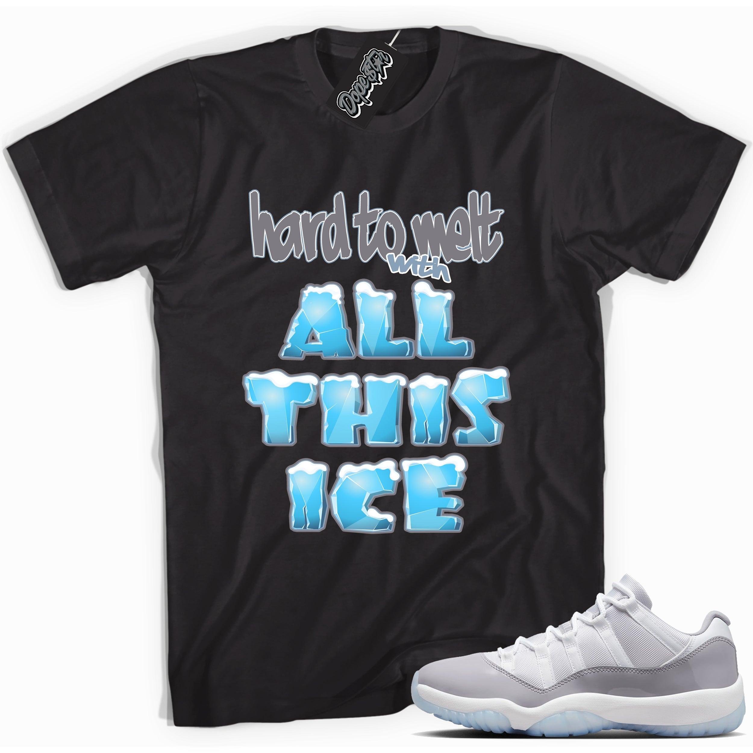 Cool Black graphic tee with “ All This Ice ” print, that perfectly matches Air Jordan 11 Retro Low Cement Grey sneakers 