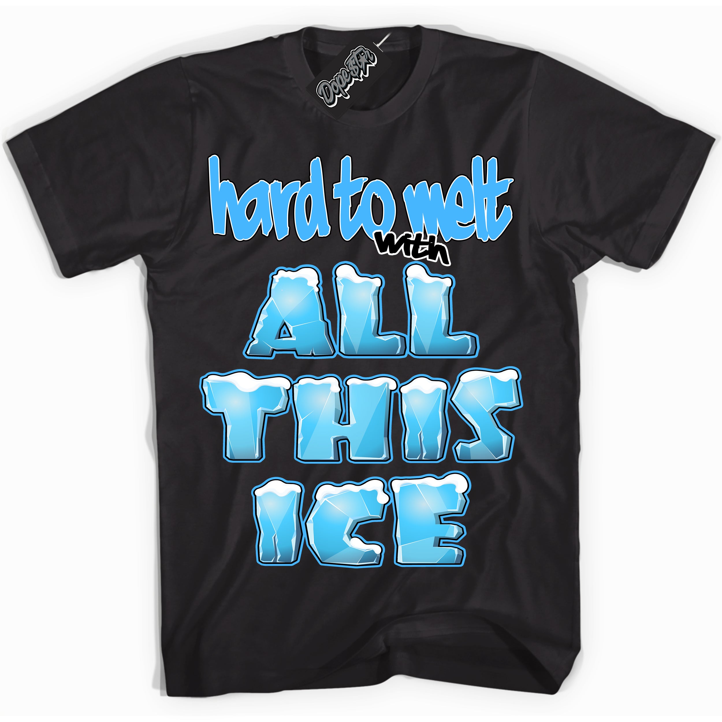 Cool Black graphic tee with “ All This Ice ” design, that perfectly matches Powder Blue 9s sneakers 