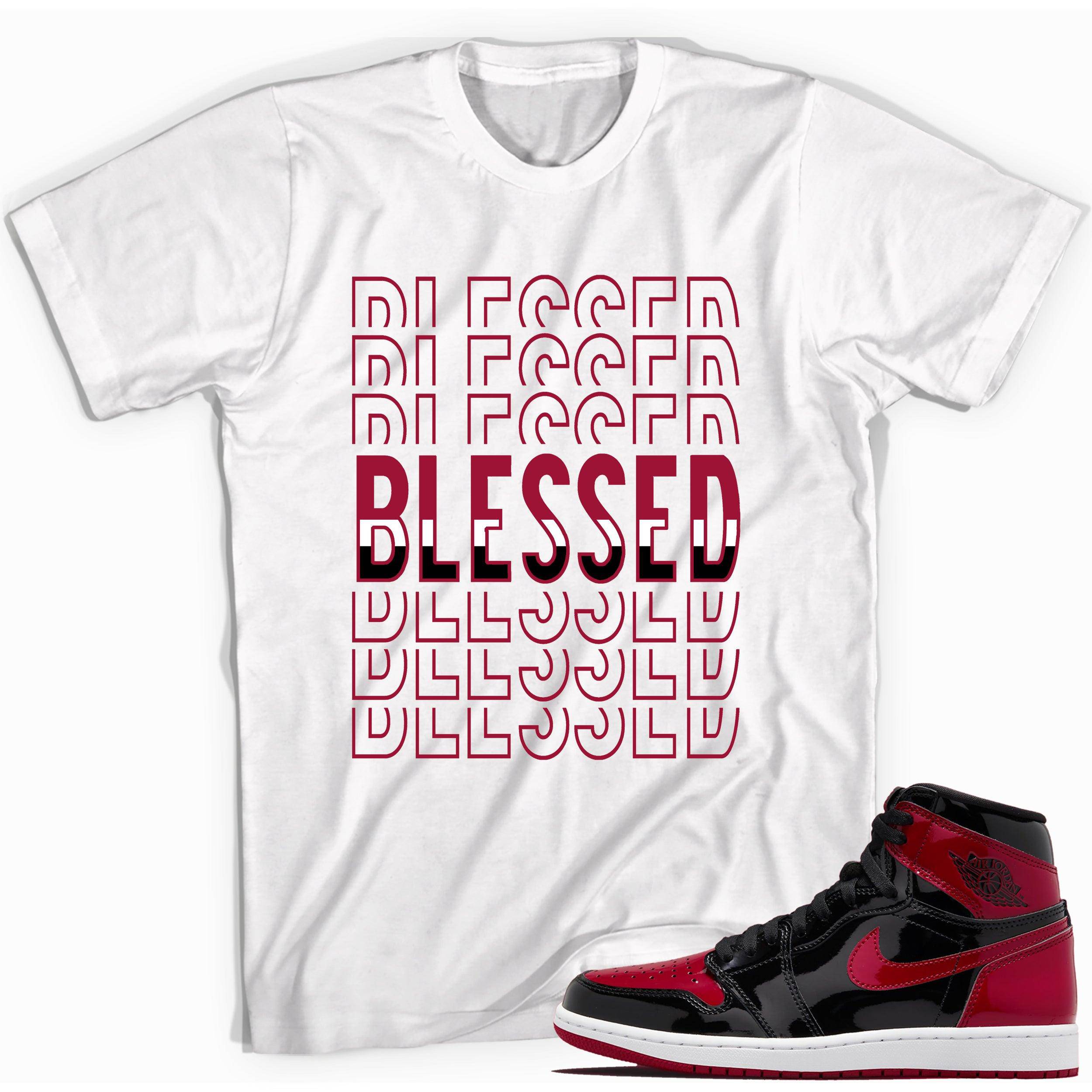 1s Bred Patent Shirt Blessed - Sneaker Shirts Outlet