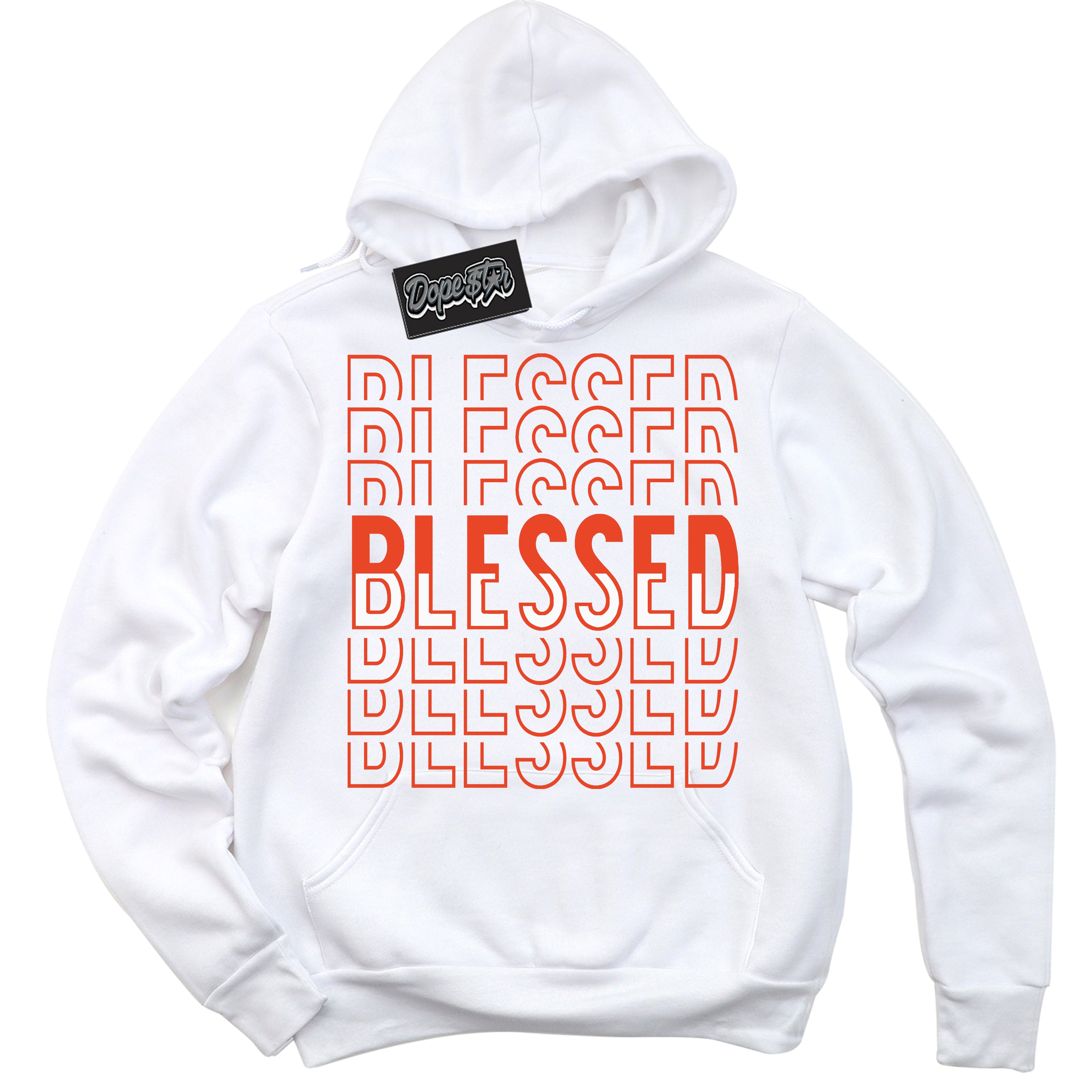 Nike Dunk Low Retro Cosmic Clay 'Blessed Stacked' Hoodie - White Streetwear Mockup | Sneakerhead Sweatshirt Matching Nike Dunk Low Retro Cosmic Clay | Limited Edition Urban Streetwear for Sneaker Matching OOTD | Outfits that pair perfectly with your ND Low Retro Cosmic Clay | Sneakerhead Fashion Must-Have Apparel for Men and Women.