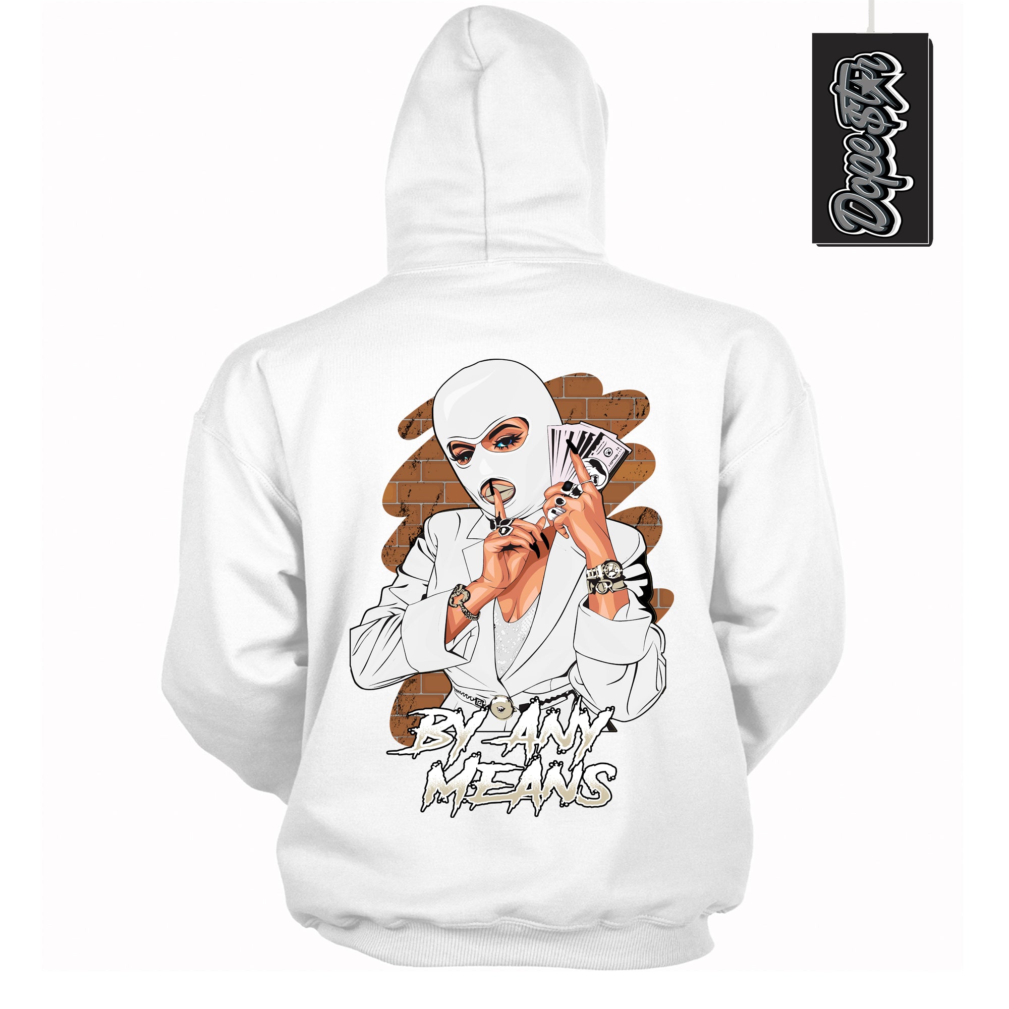 Cool White Hoodie with “ By Any Means ”  design that Perfectly Matches Gratitude 11s Sneakers.