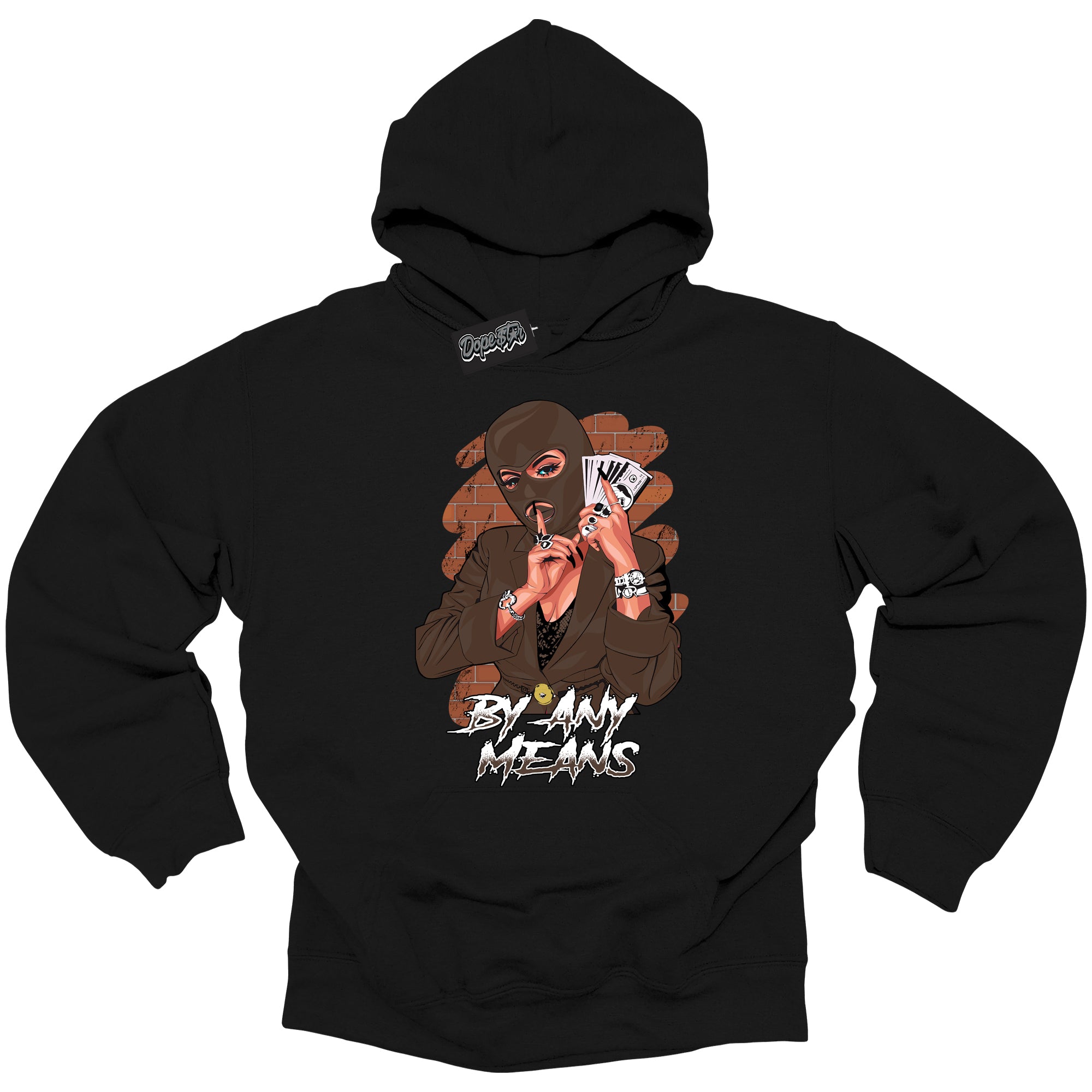 Cool Black Graphic DopeStar Hoodie with “ By Any Means “ print, that perfectly matches Palomino 1s sneakers