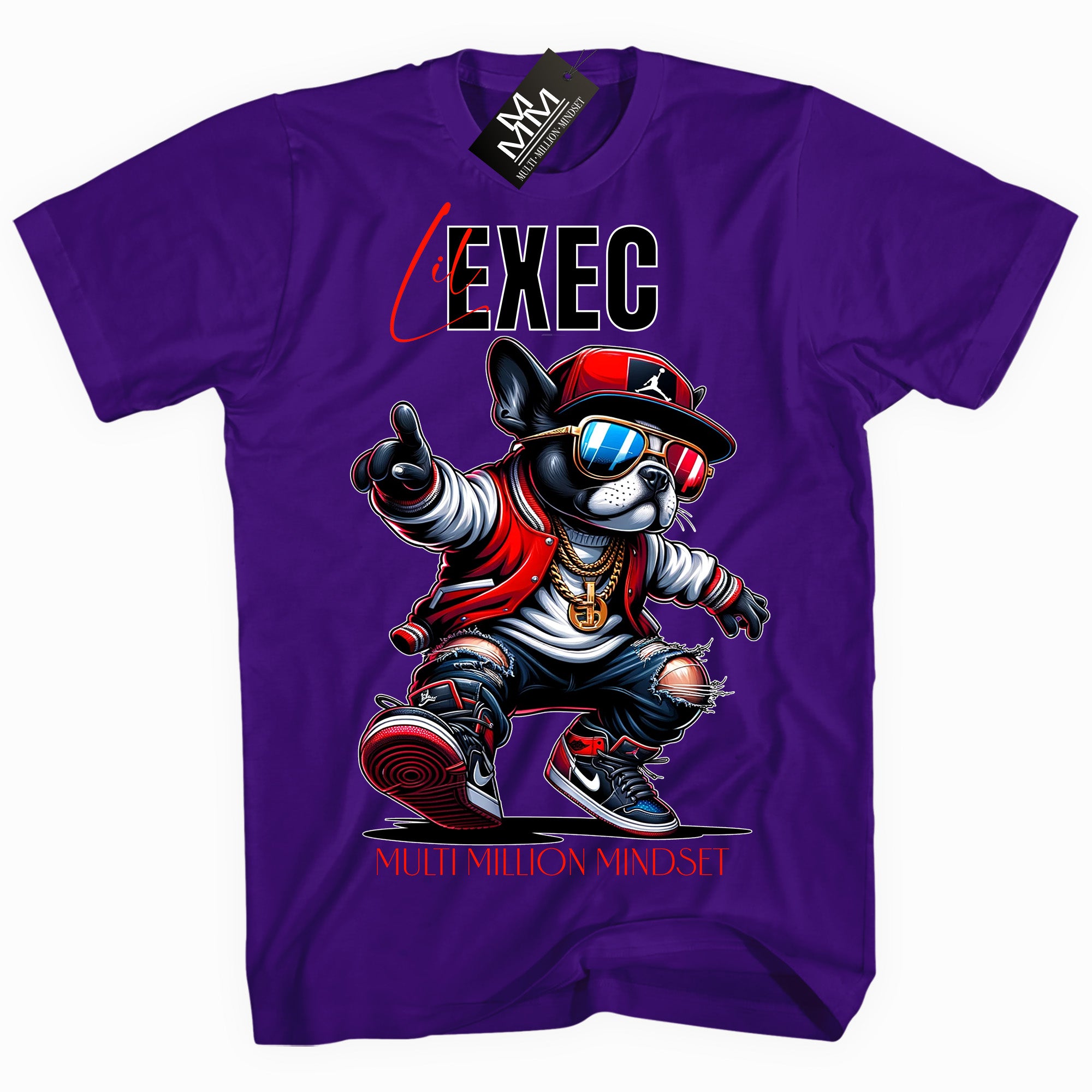 Mind Blowin lil EXEC® Big Boss Red Graphic Purple Tee By Multi Million Mindset®