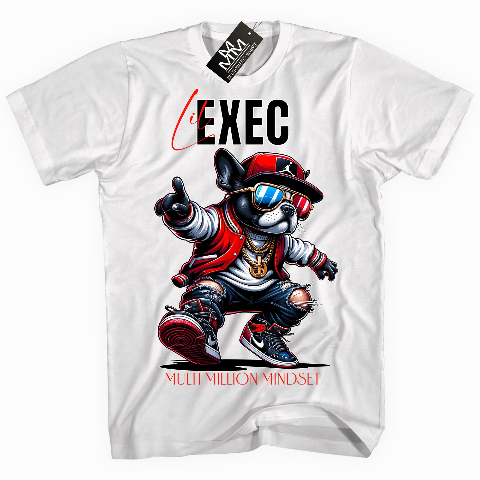 Mind Blowin lil EXEC® Big Boss Red Graphic White Tee By Multi Million Mindset®