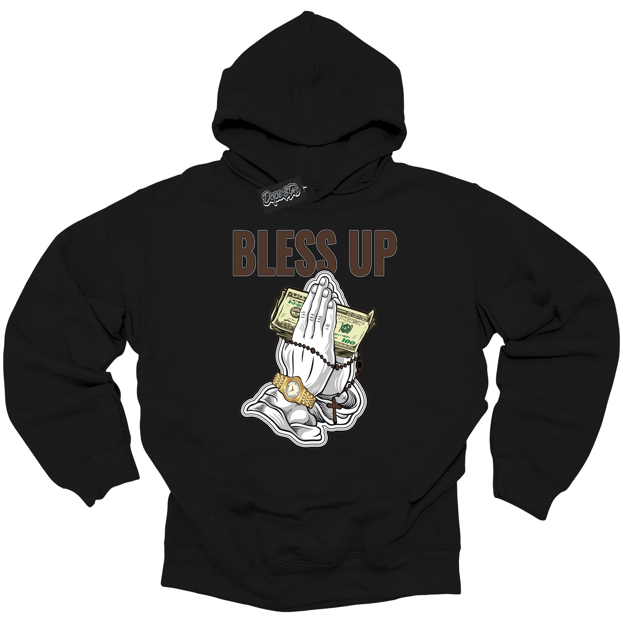 Cool Black Graphic DopeStar Hoodie with “ Bless Up “ print, that perfectly matches Palomino 1s sneakers