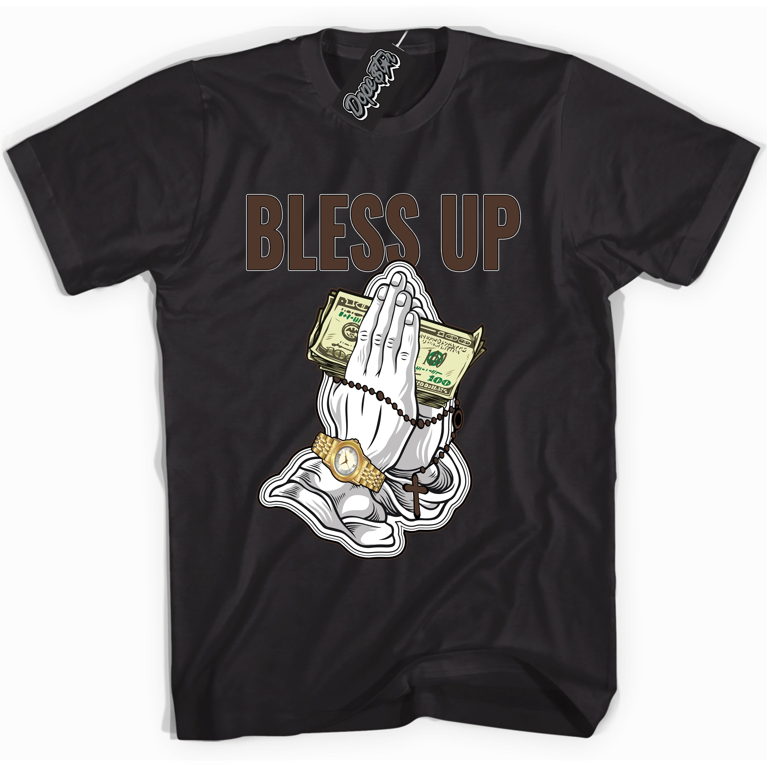 Cool Black graphic tee with “ Bless Up ” design, that perfectly matches Palomino 1s sneakers 