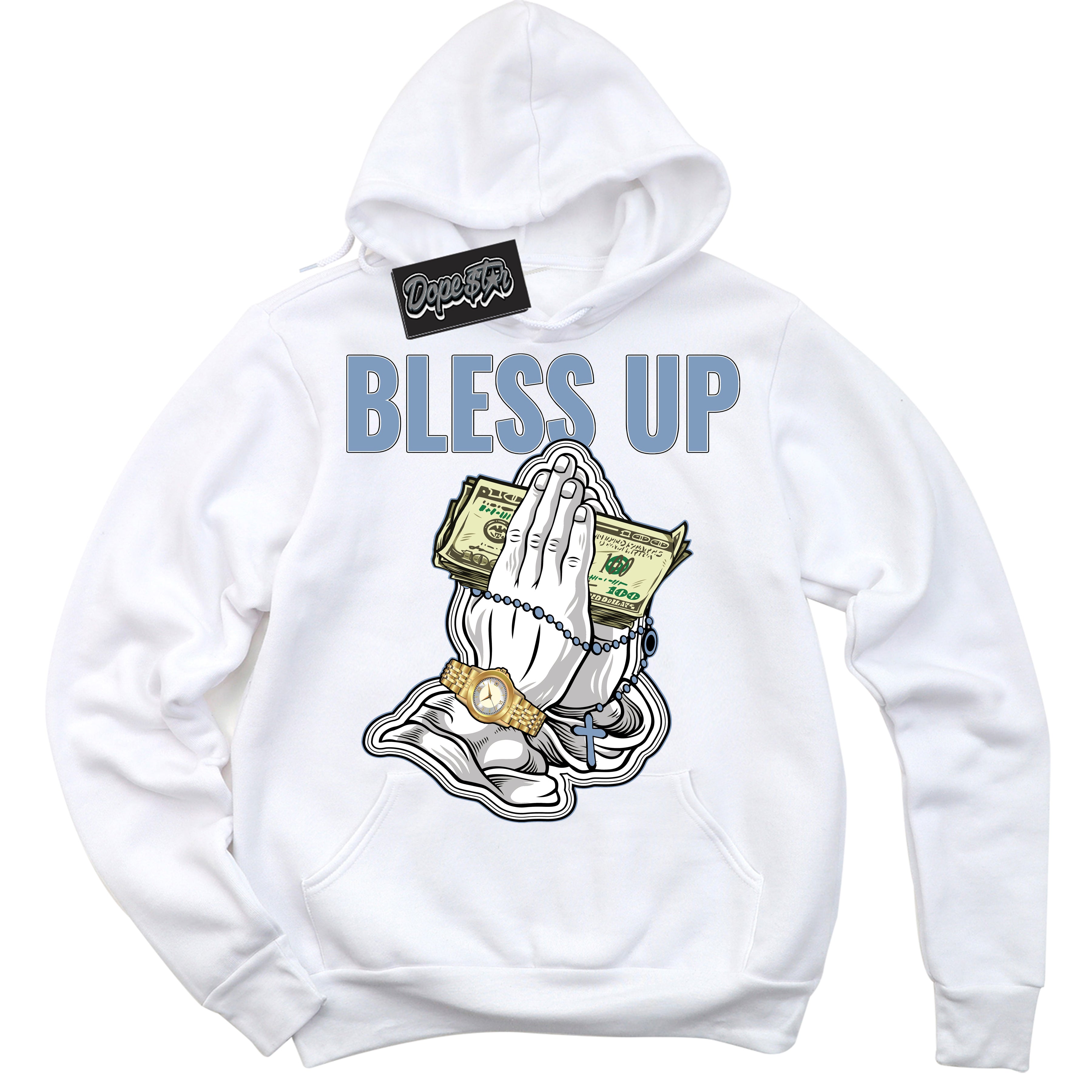 Cool White Hoodie with “ Bless Up ”  design that Perfectly Matches Reverse Oreo 6s Sneakers.