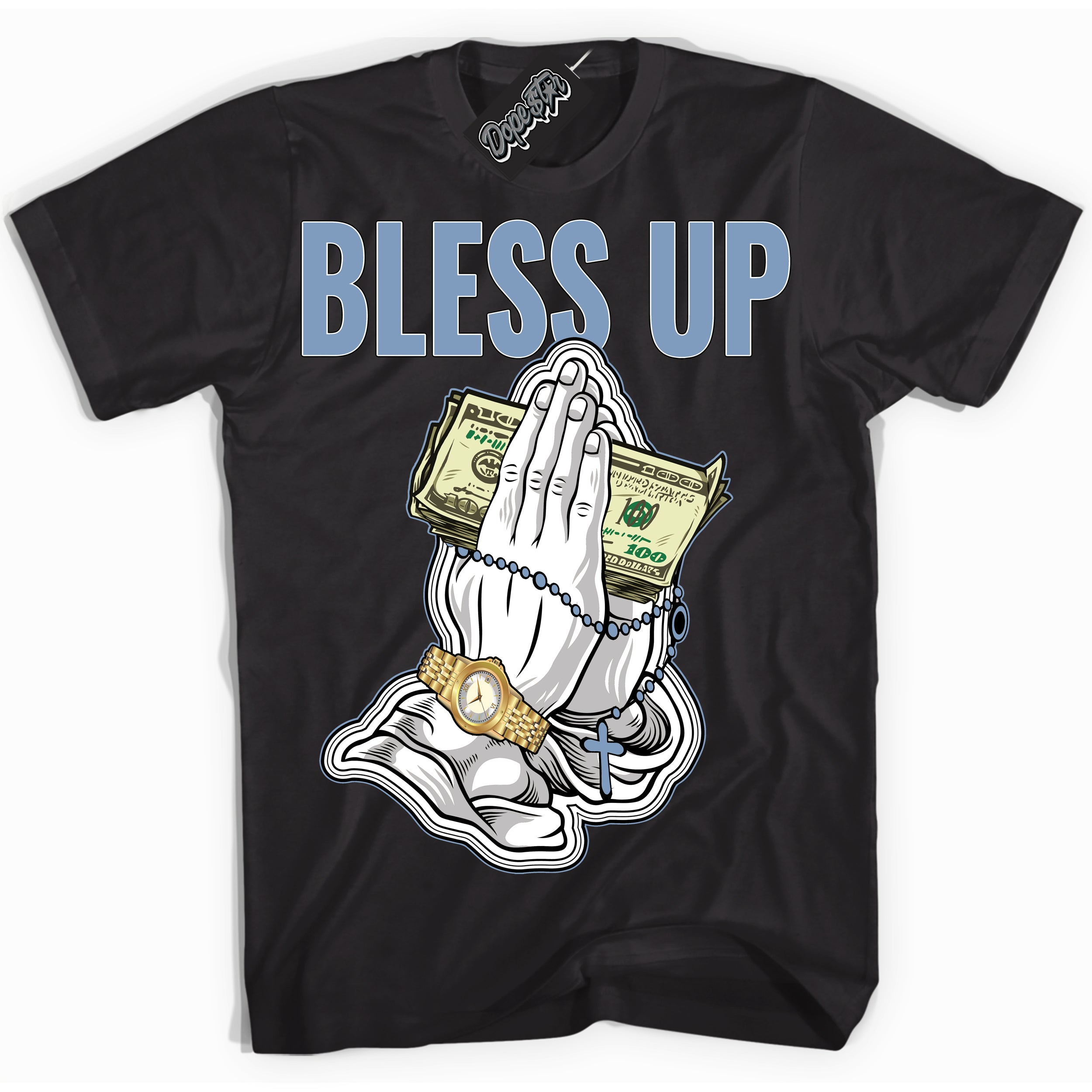 Cool Black Shirt with “ Bless Up” design that perfectly matches Reverse Oreo 6s Sneakers.