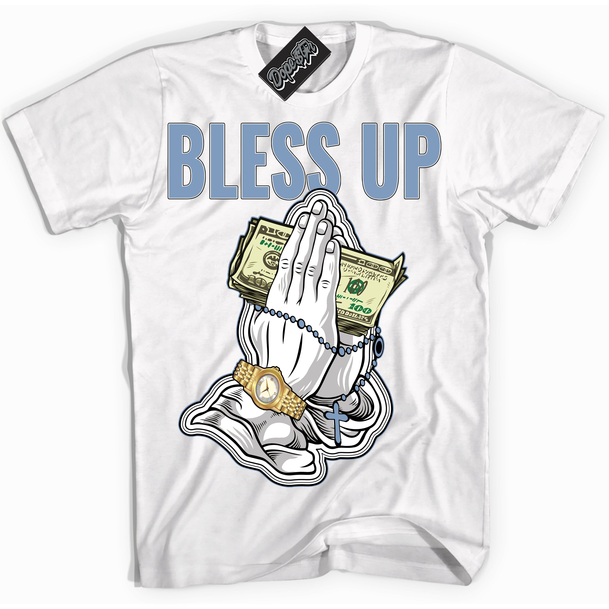 Cool White Shirt with “ Bless Up” design that perfectly matches Reverse Oreo 6s Sneakers.