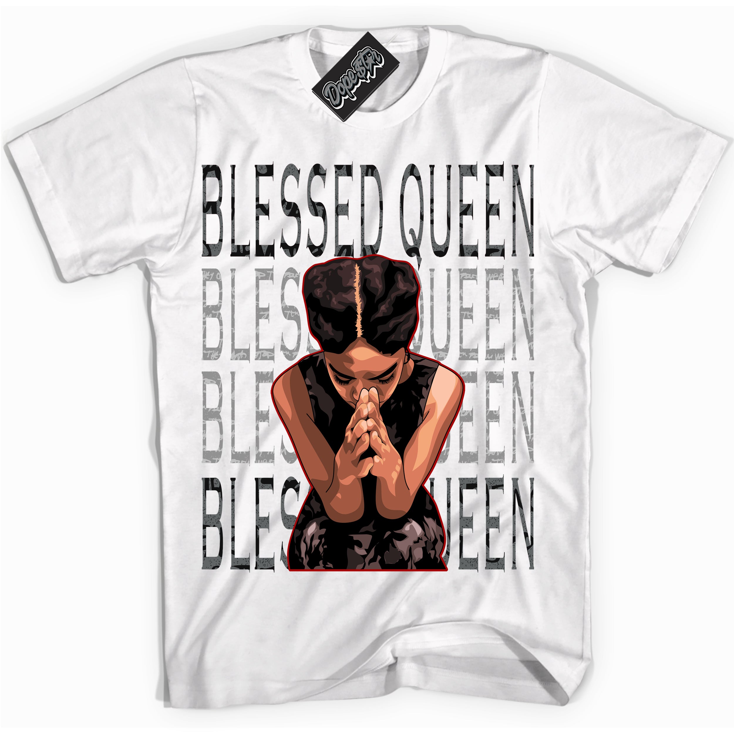 Cool White Shirt with “ Blessed Queen ” design that perfectly matches Rebellionaire 1s Sneakers.