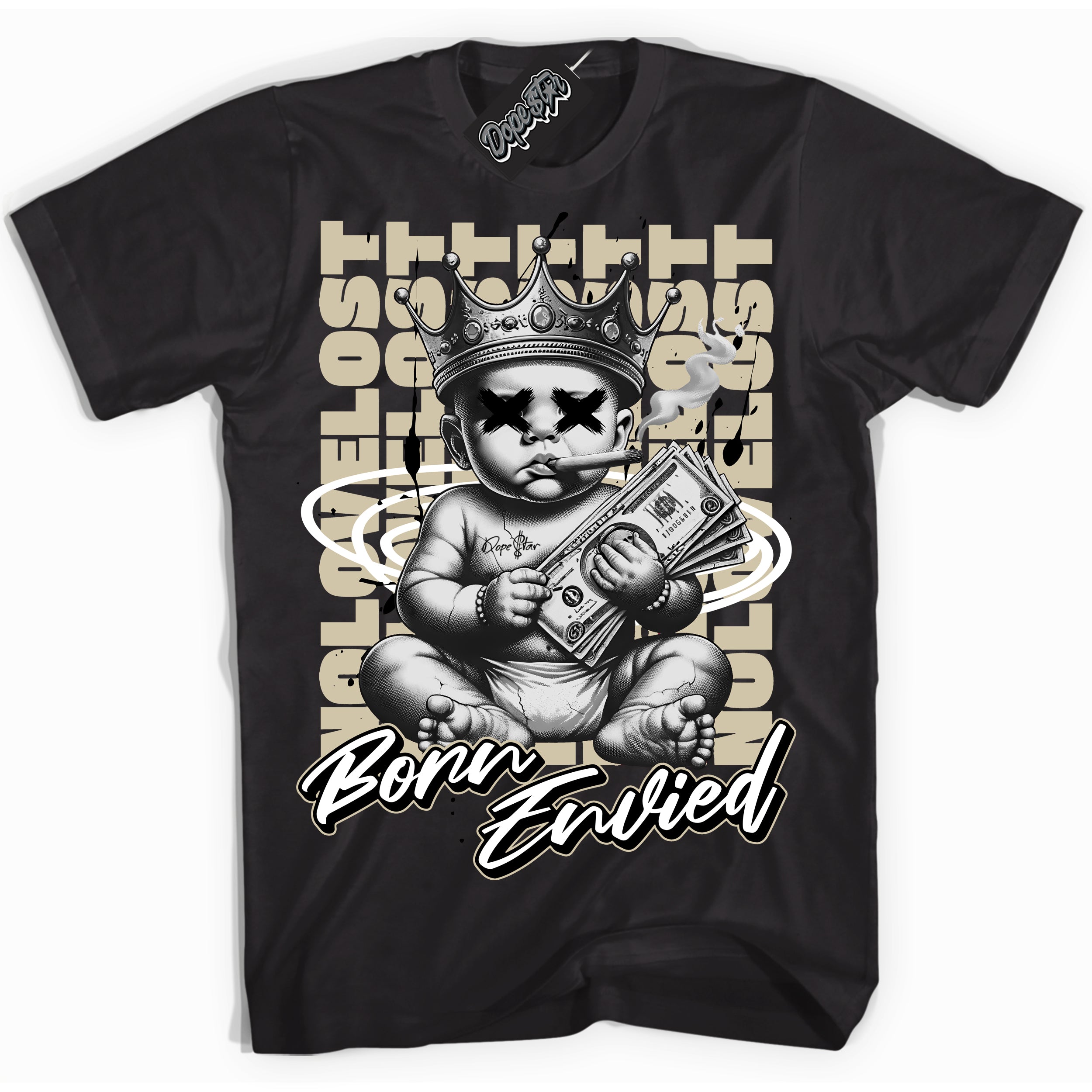 Cool Black Shirt with “Born Envied” design that perfectly matches the Gratitude 11s Sneakers.