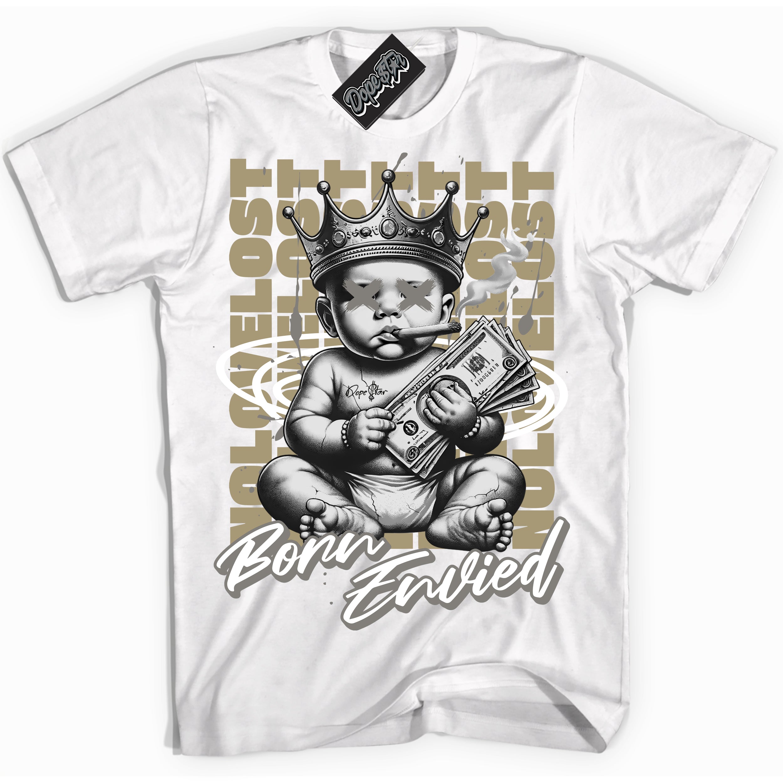 Cool White Shirt with “Born Envied” design that perfectly matches the Craft Ivory 13s Sneakers.