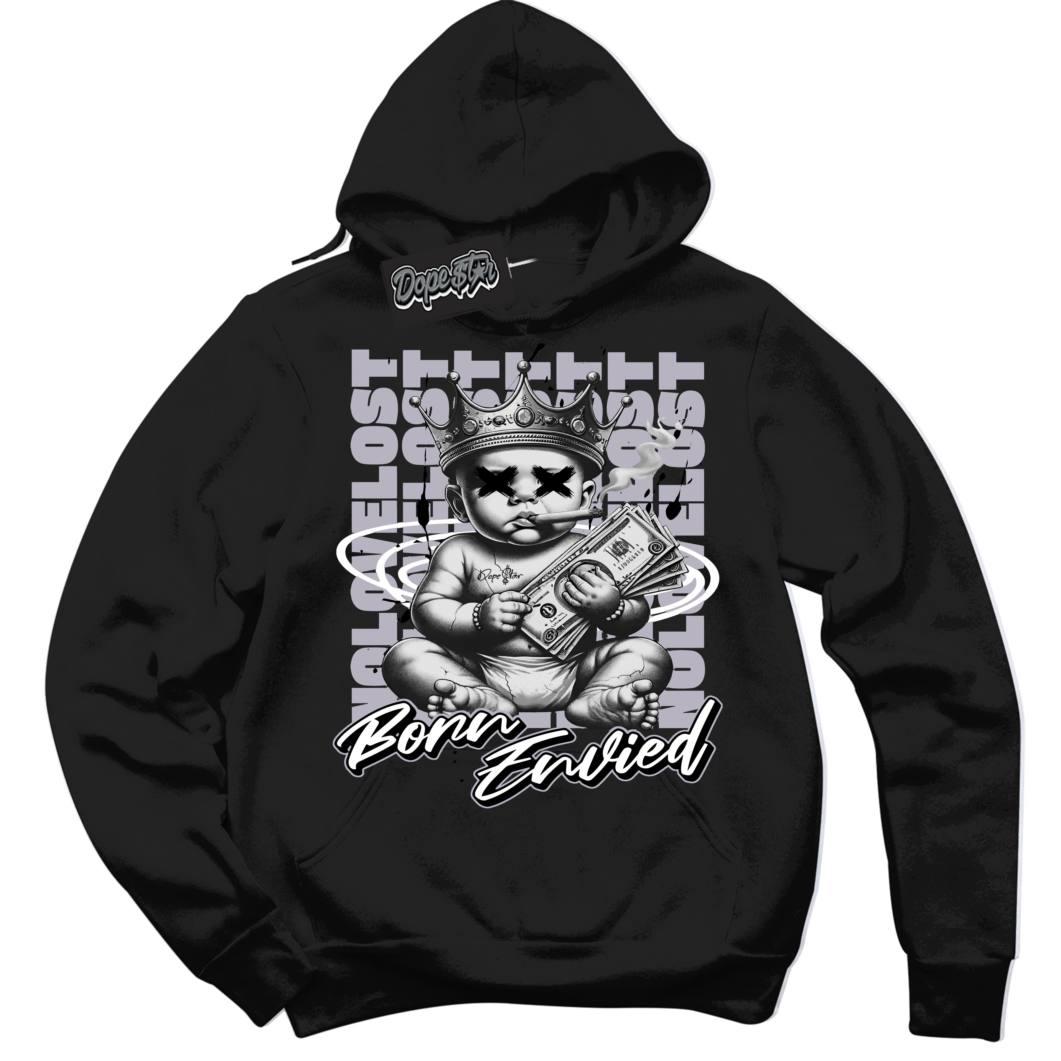 Cool Black Hoodie with “Born Envied” design that Perfectly Matches Barons 1s Sneakers.