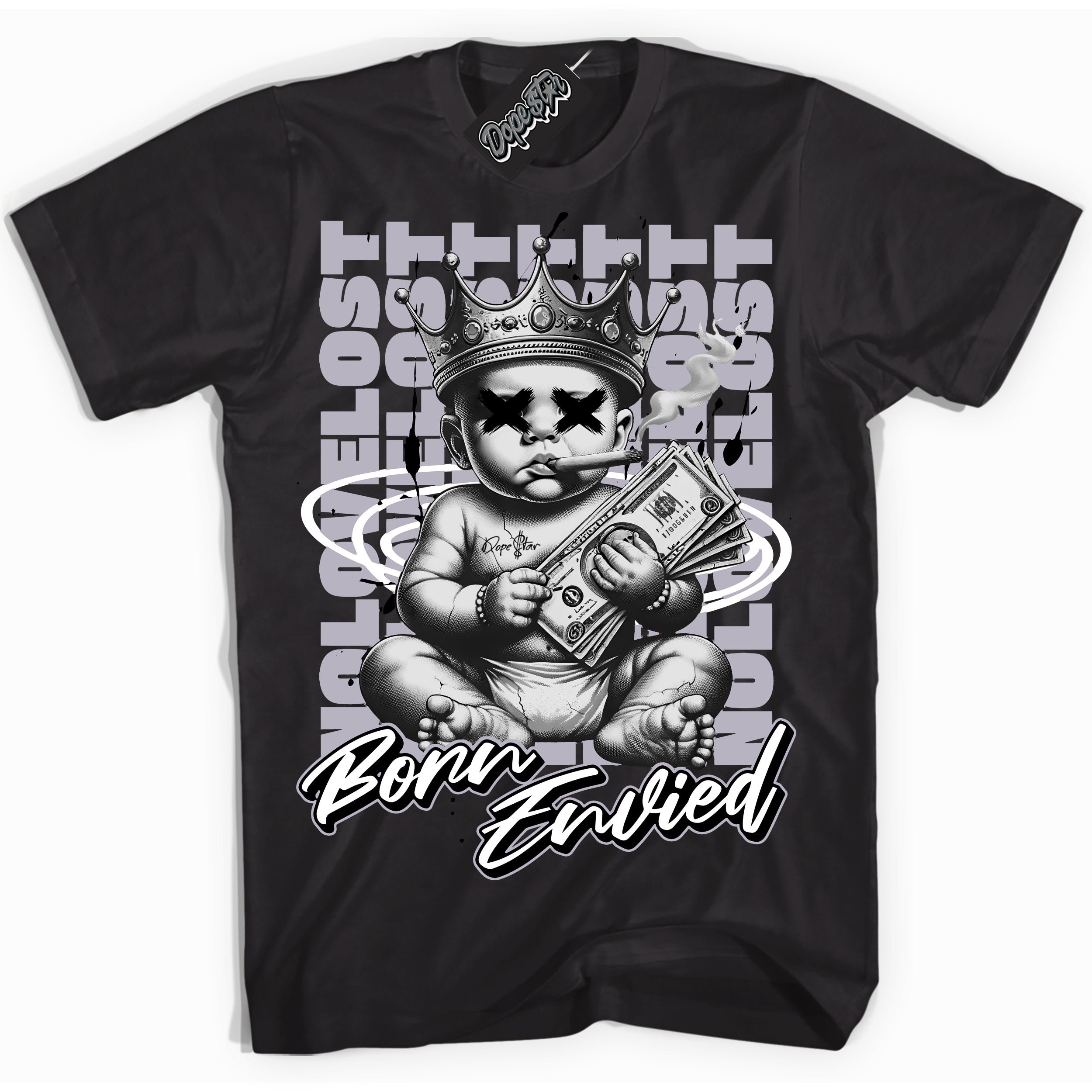 Cool Black Shirt with “Born Envied” design that perfectly matches the Barons 1s Sneakers.