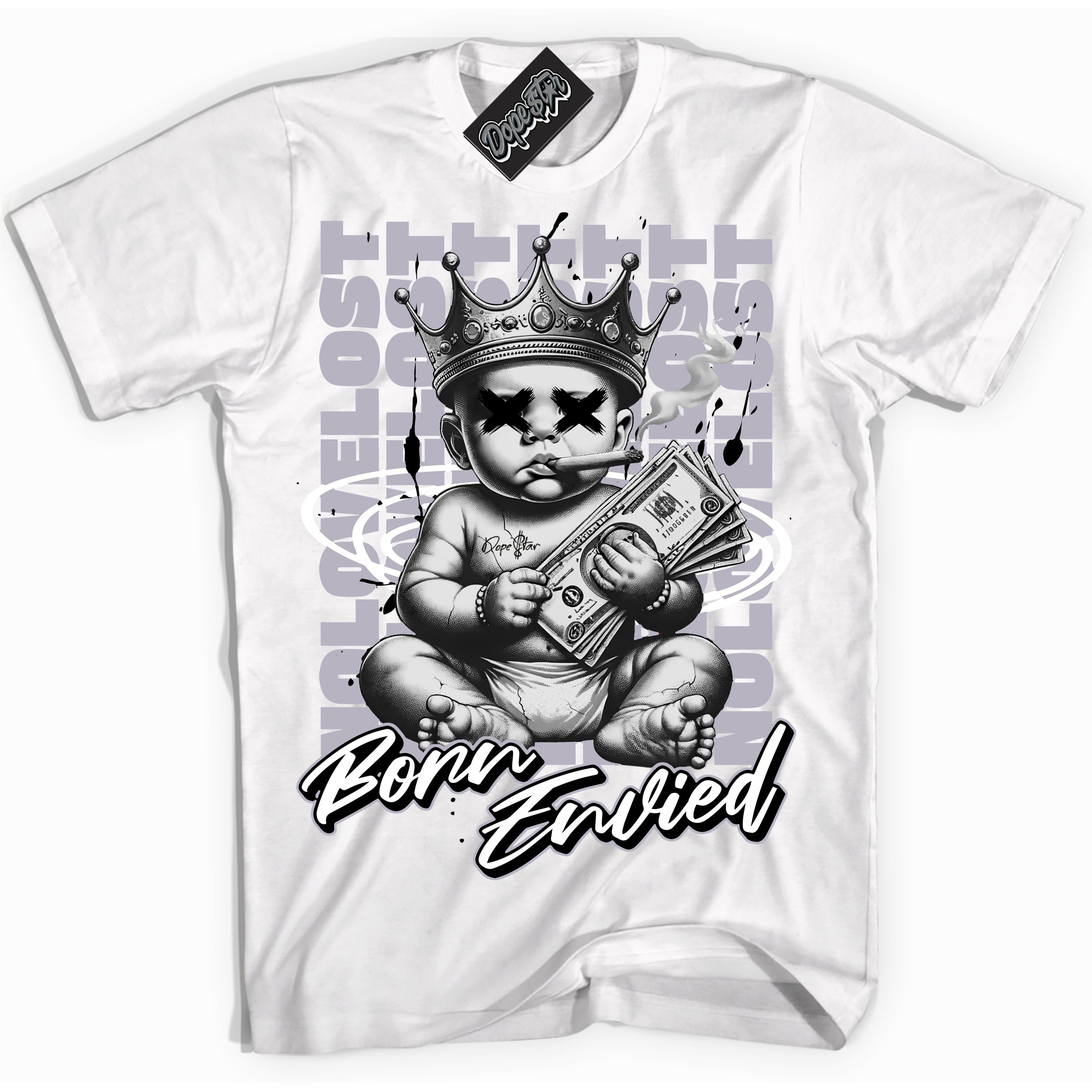 Cool White Shirt with “Born Envied” design that perfectly matches the Barons 1s Sneakers.