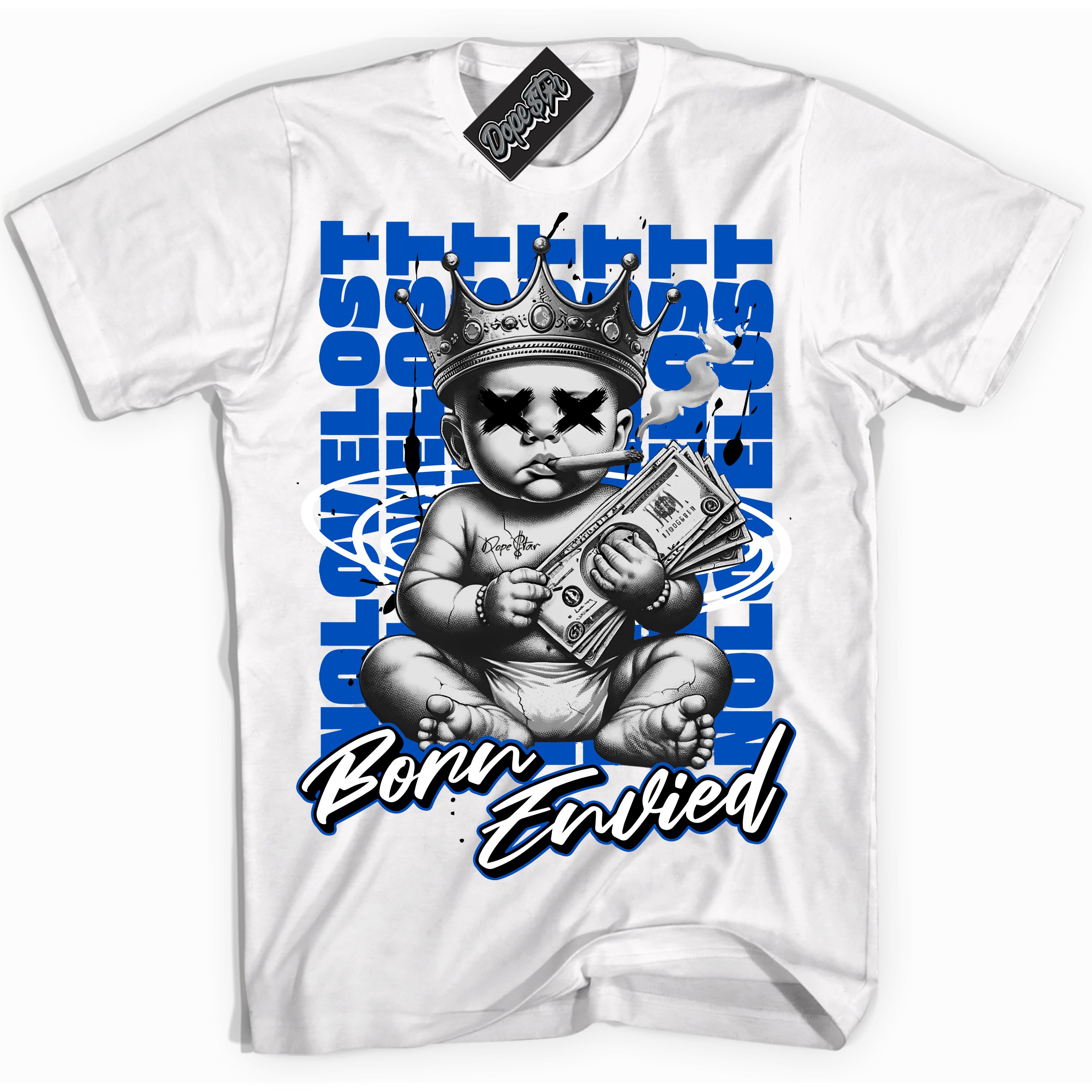 Cool White Shirt with “Born Envied” design that perfectly matches the Quai 54 1s Sneakers.