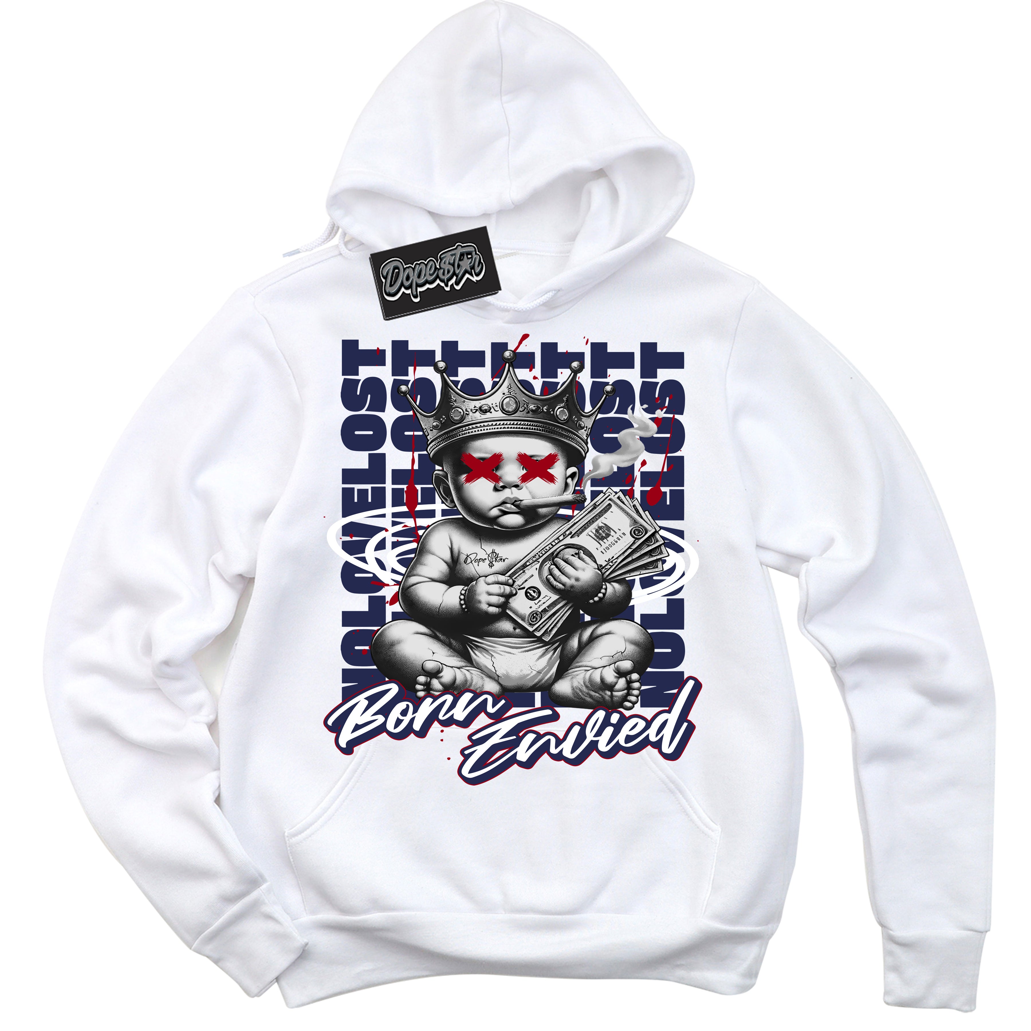 Cool White Hoodie with “Born Envied” design that Perfectly Matches Howard University 1s Sneakers.