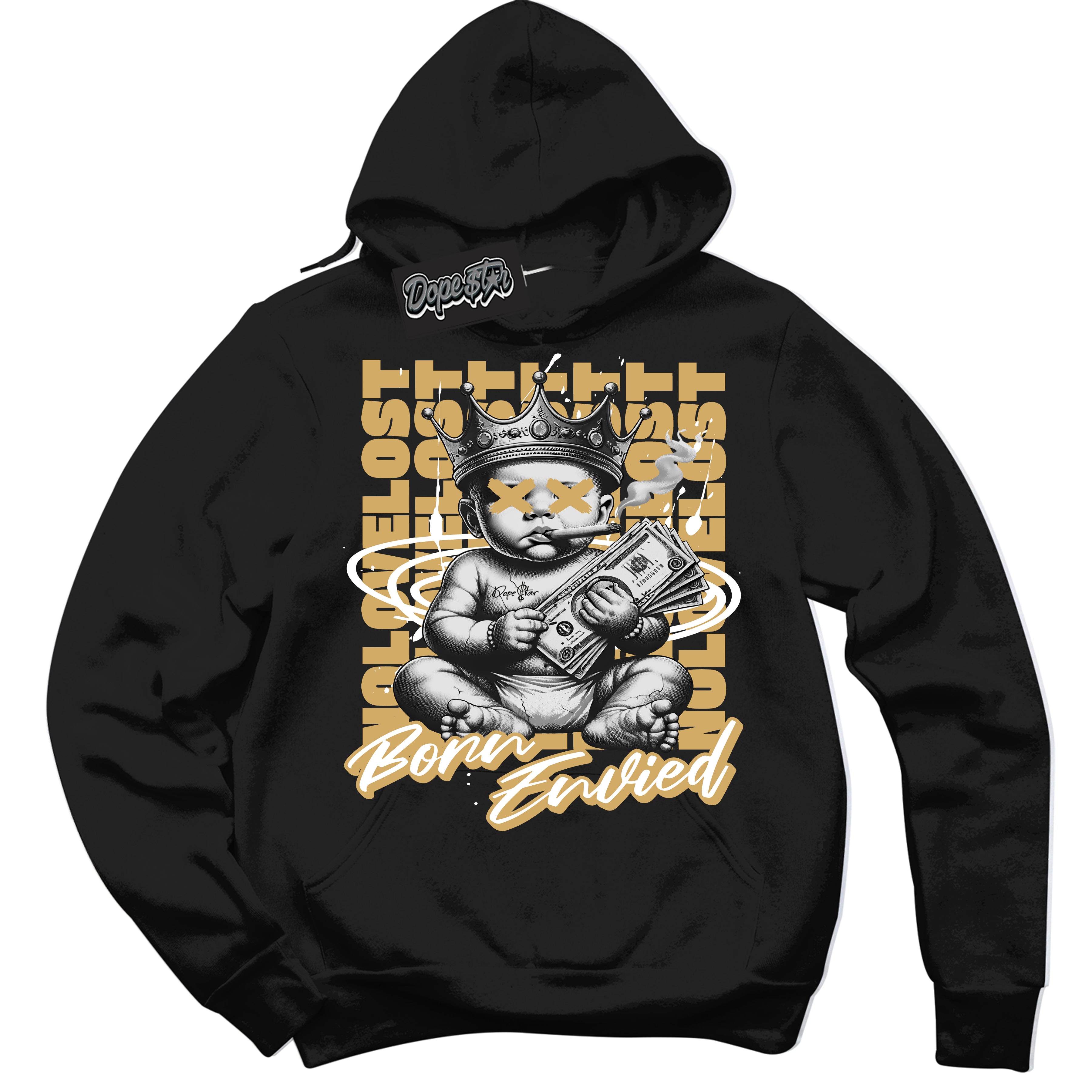 Cool Black Hoodie with “Born Envied” design that Perfectly Matches Craft Paris 6s Sneakers.