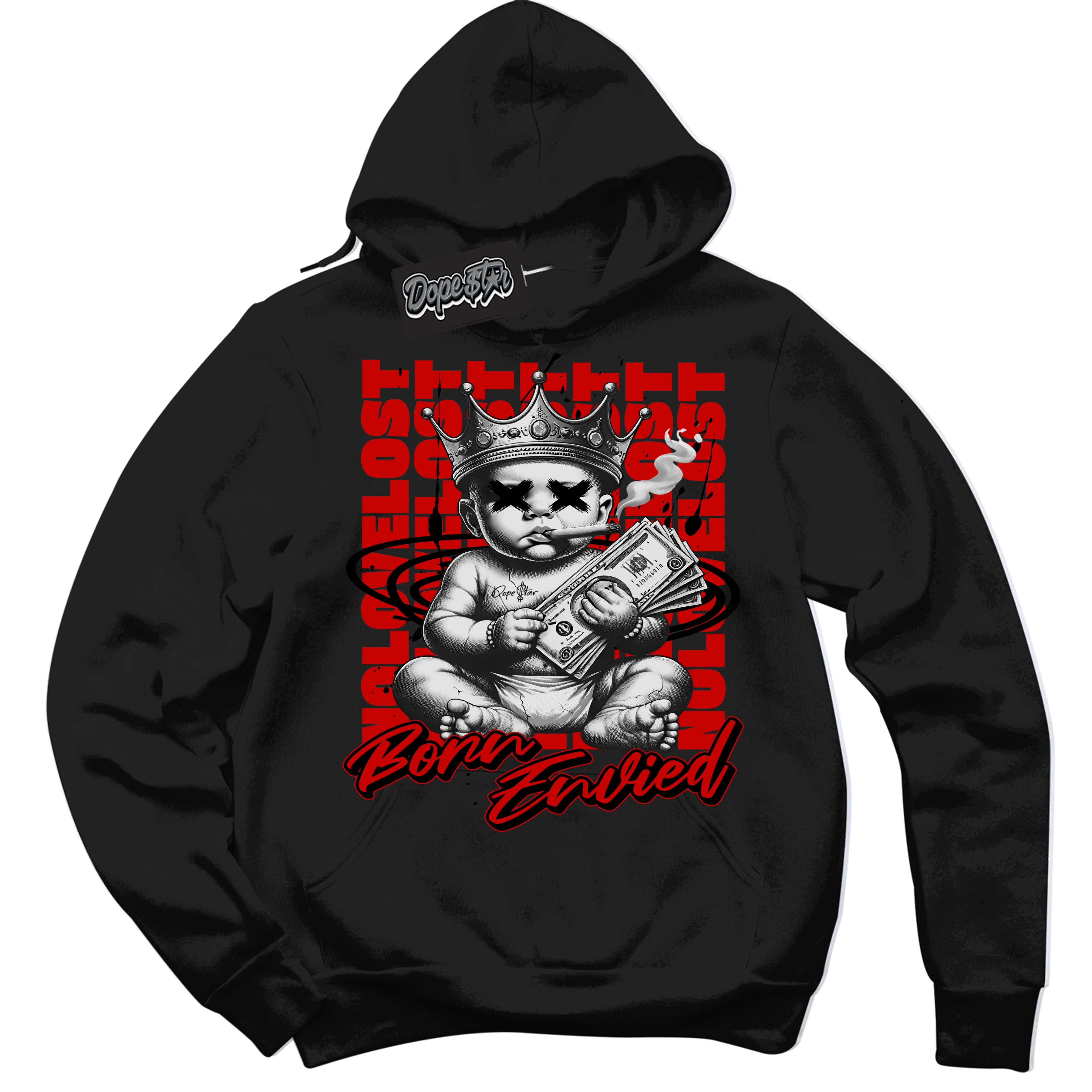 Cool Black Hoodie with “Born Envied” design that Perfectly Matches RTFKT X ND Genesis Sneakers.