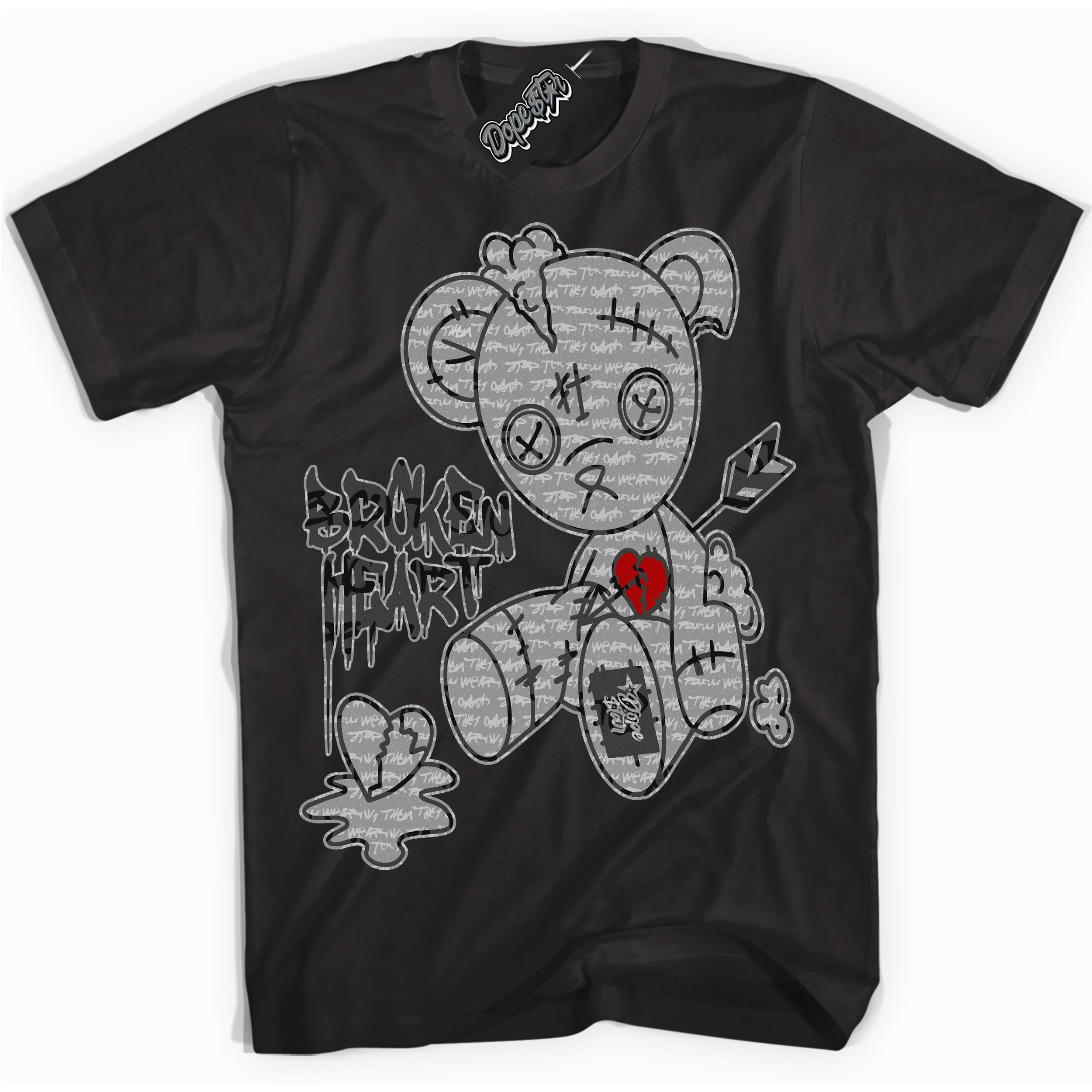 Cool Black Shirt with “ Broken Heart Bear ” design that perfectly matches Rebellionaire 1s Sneakers.