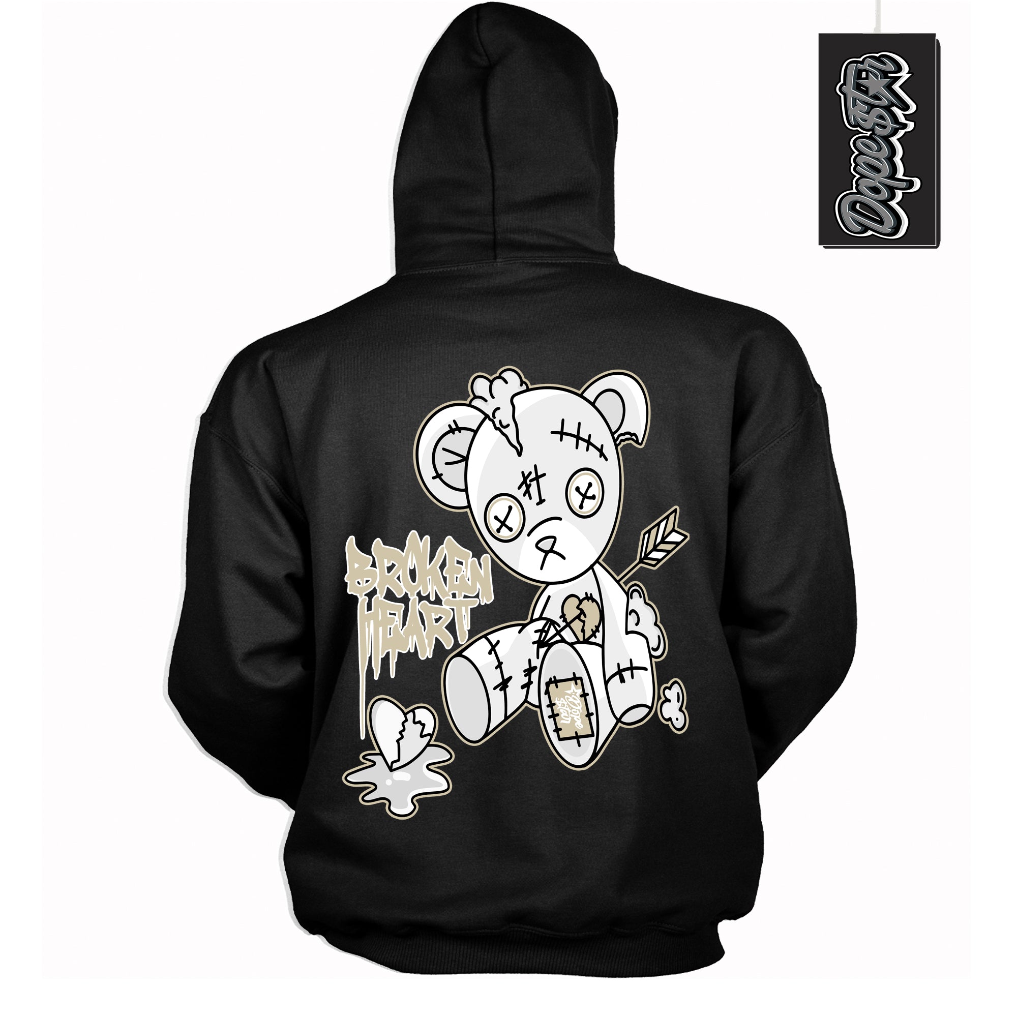 Cool Black Hoodie with “ Broken Heart Bear ”  design that Perfectly Matches  Gratitude 11s Sneakers.