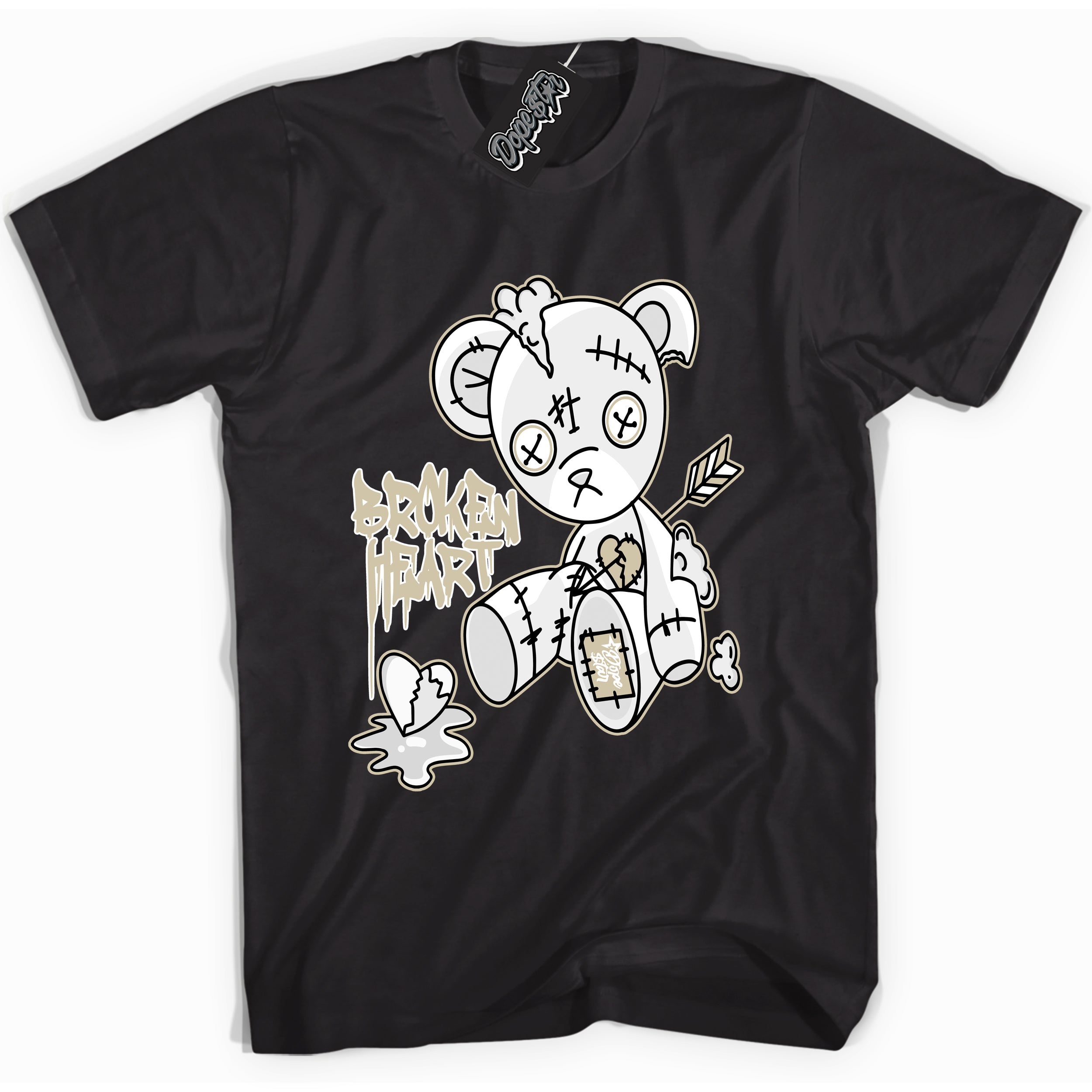 Cool Black Shirt with “ Broken Heart Bear” design that perfectly matches Gratitude 11s Sneakers.