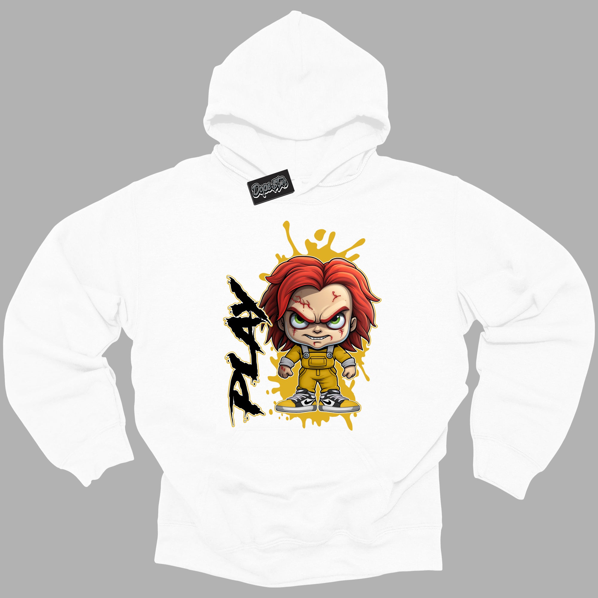 Cool White Hoodie with “ Play ”  design that Perfectly Matches Yellow Ochre 6s Sneakers.