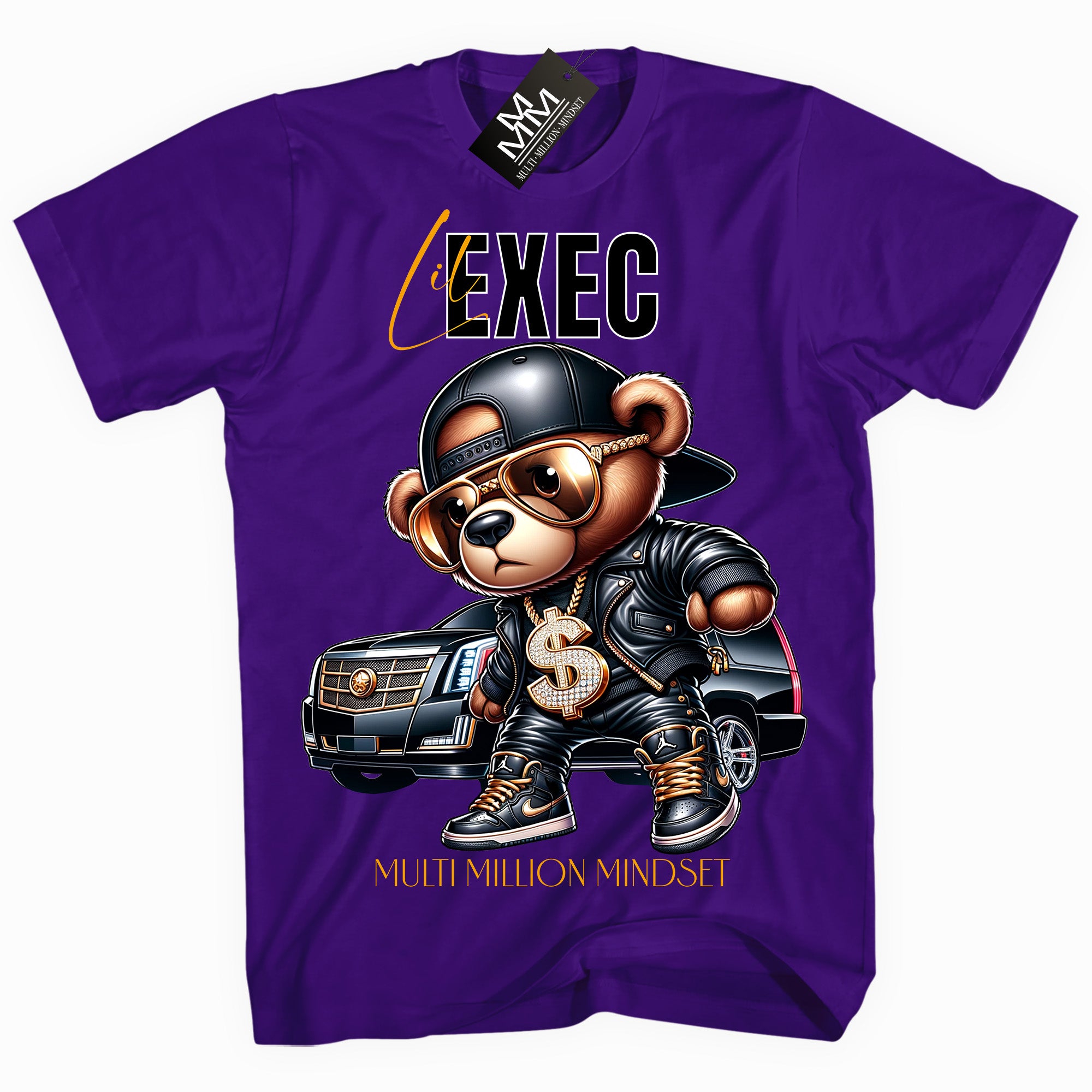 Mind Blowin lil EXEC® Caddy Bear Graphic Purple Tee By Multi Million Mindset®