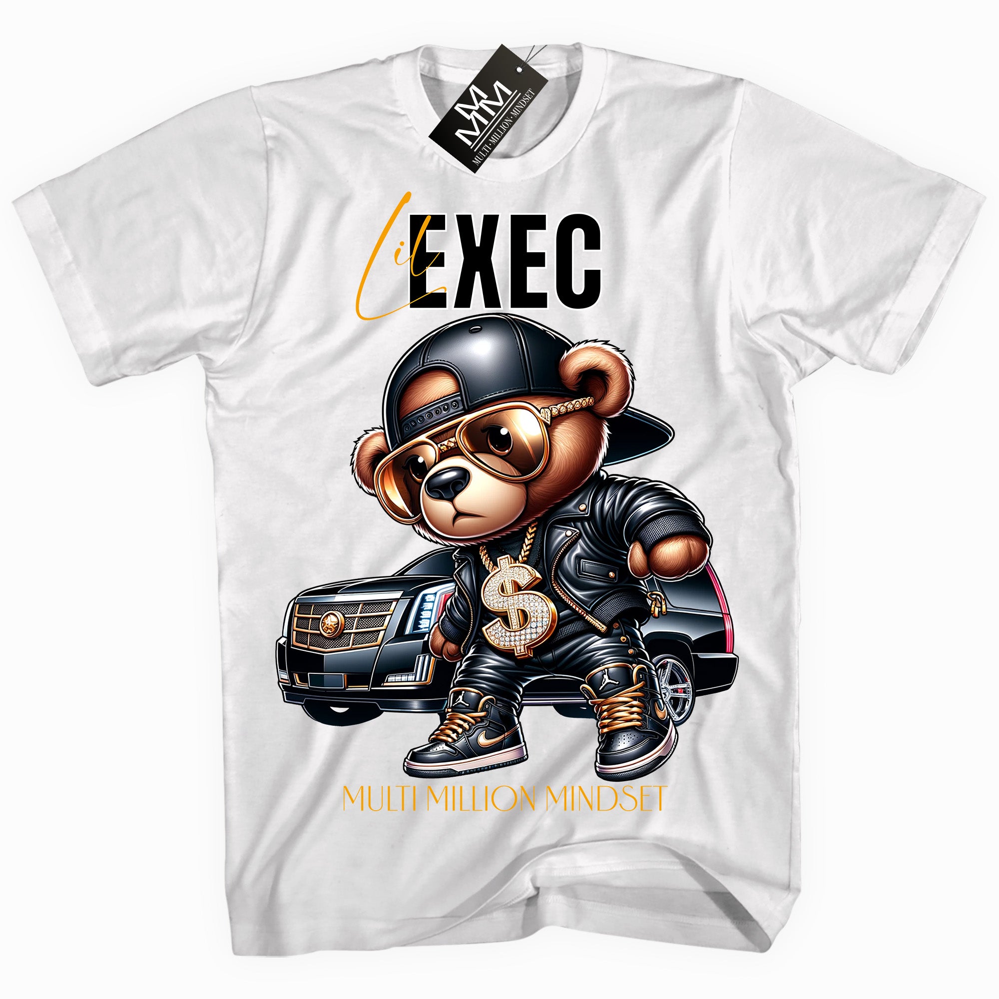 Mind Blowin lil EXEC®  Caddy Bear Graphic White Tee By Multi Million Mindset®
