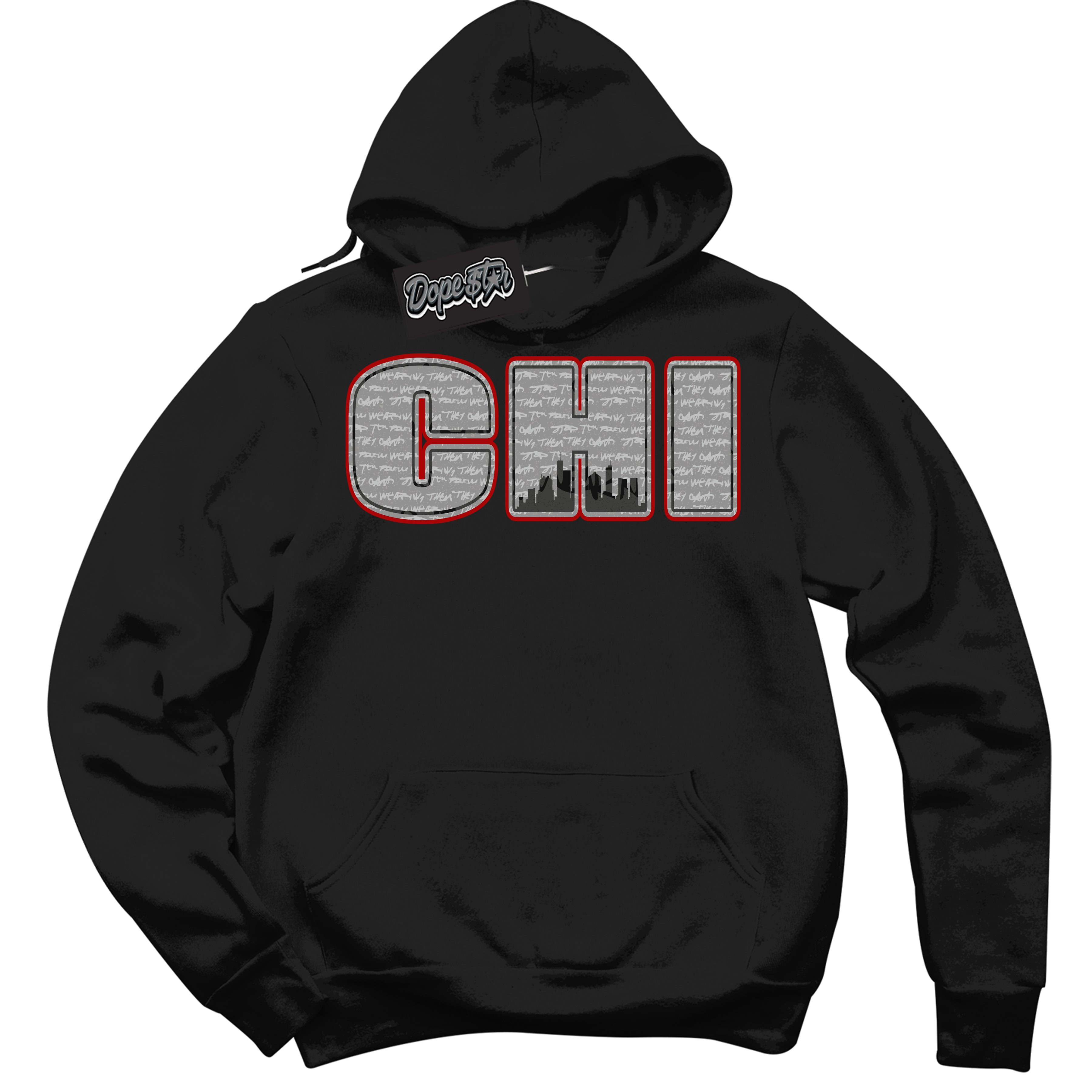 Cool Black Hoodie with “ Chicago ”  design that Perfectly Matches Rebellionaire 1s Sneakers.