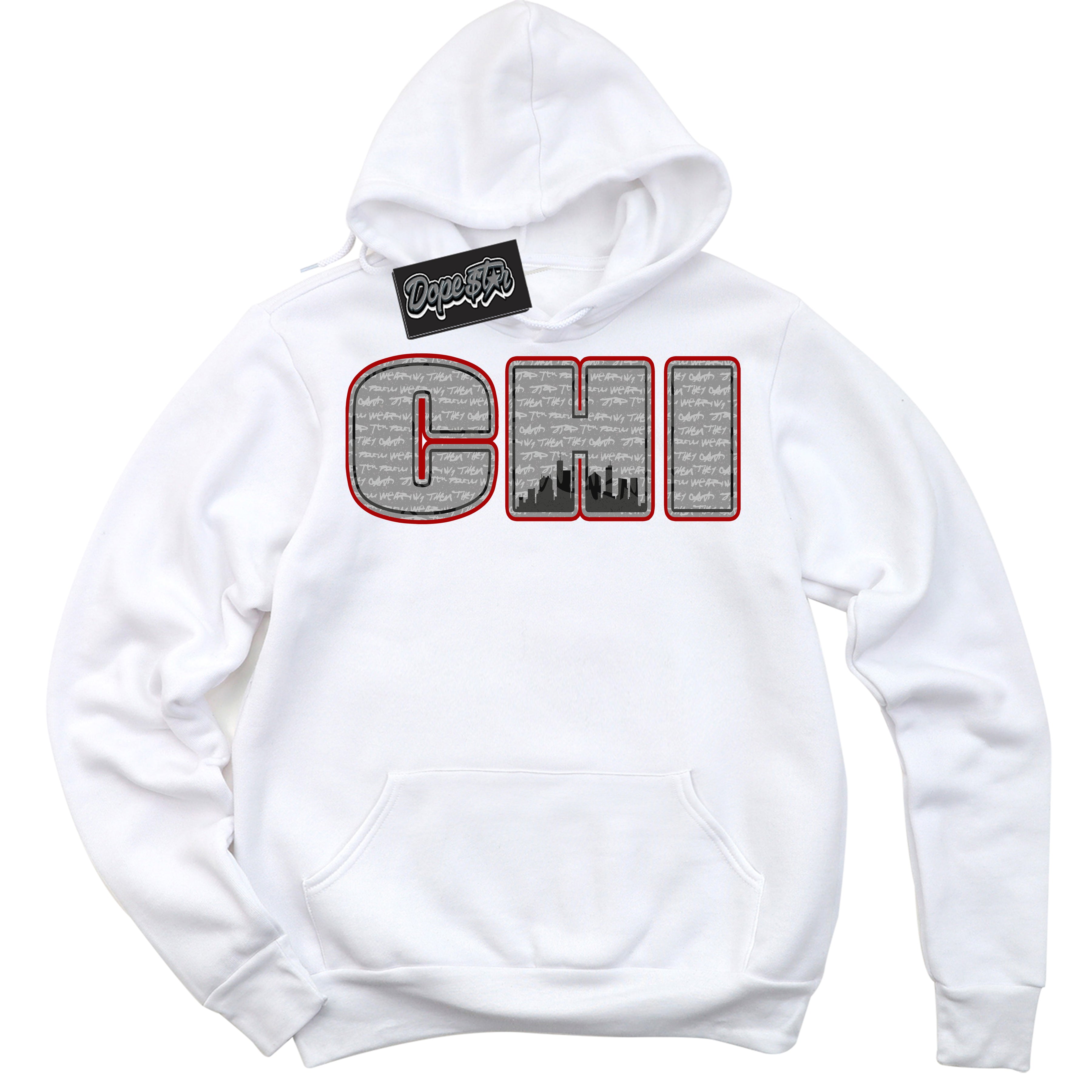 Cool White Hoodie with “ Chicago ”  design that Perfectly Matches Rebellionaire 1s Sneakers.