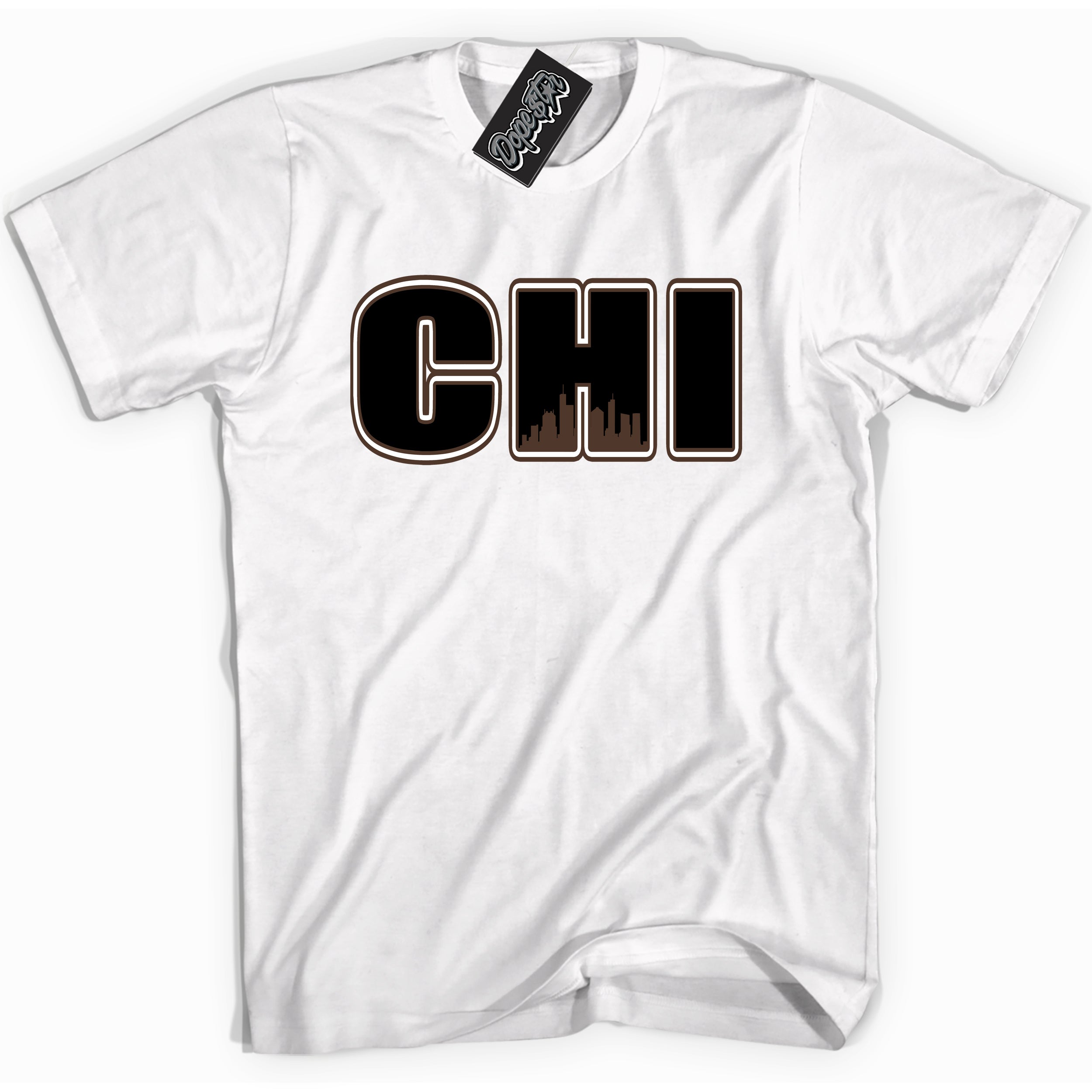 Cool White graphic tee with “ Chicago ” design, that perfectly matches Palomino 1s sneakers 