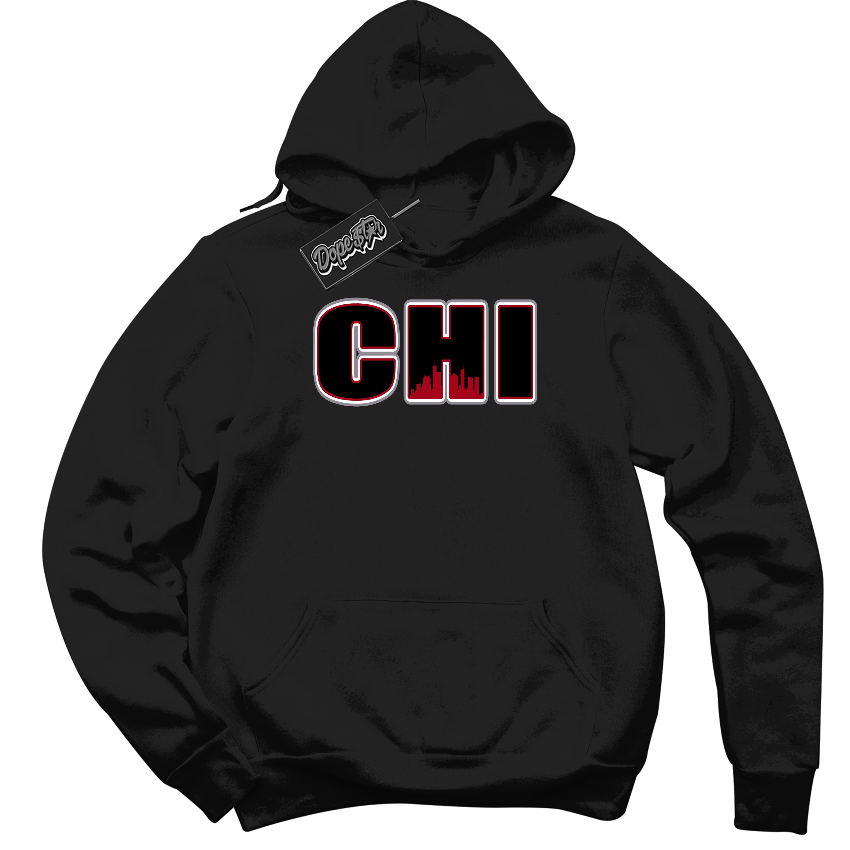 Cool Black Hoodie with “ Chicago ”  design that Perfectly Matches  Bred Reimagined 4s Jordans.