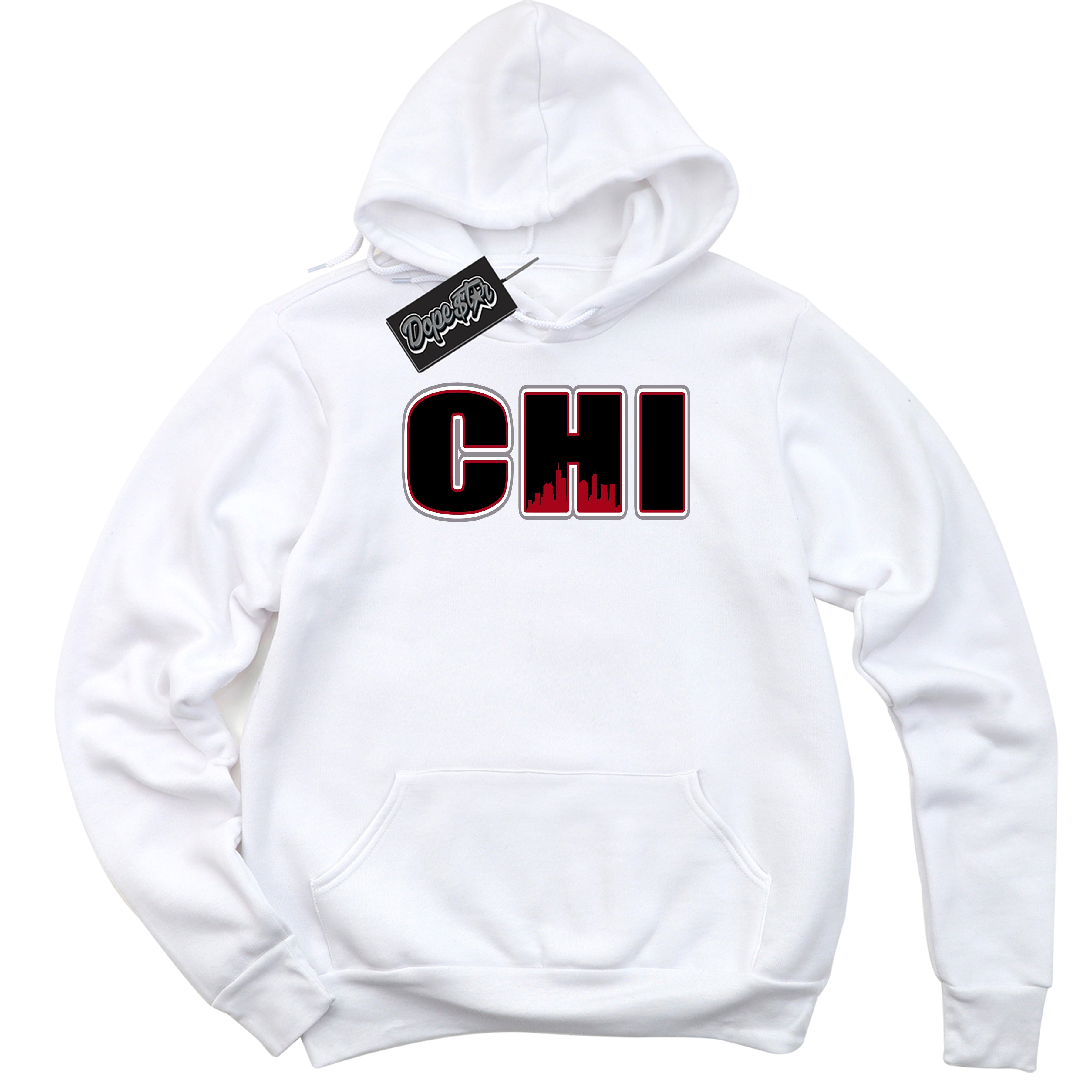 Cool White Hoodie with “ Chicago ”  design that Perfectly Matches Bred Reimagined 4s Jordans.