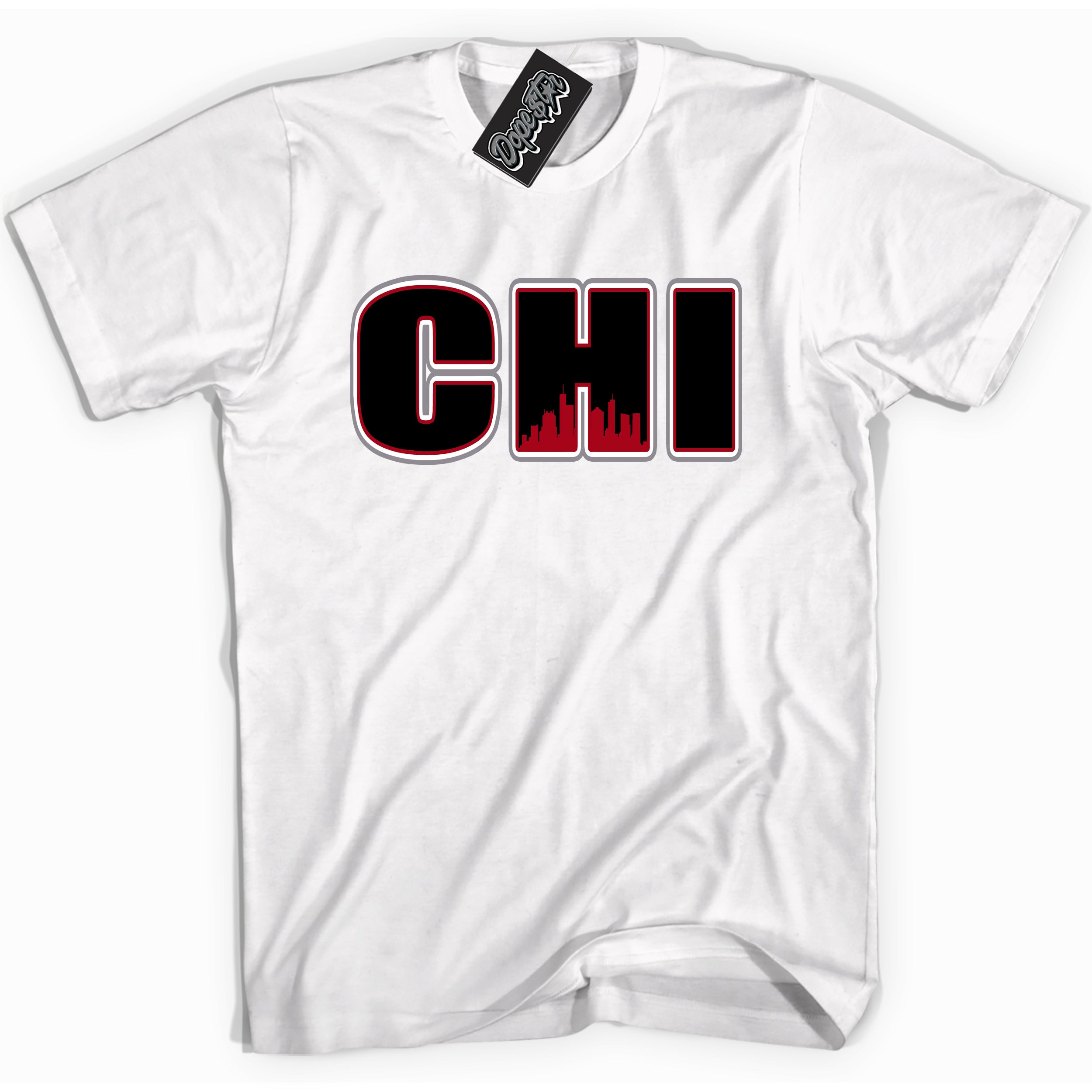 Cool White Shirt with “ Chicago” design that perfectly matches Bred Reimagined 4s Jordans.